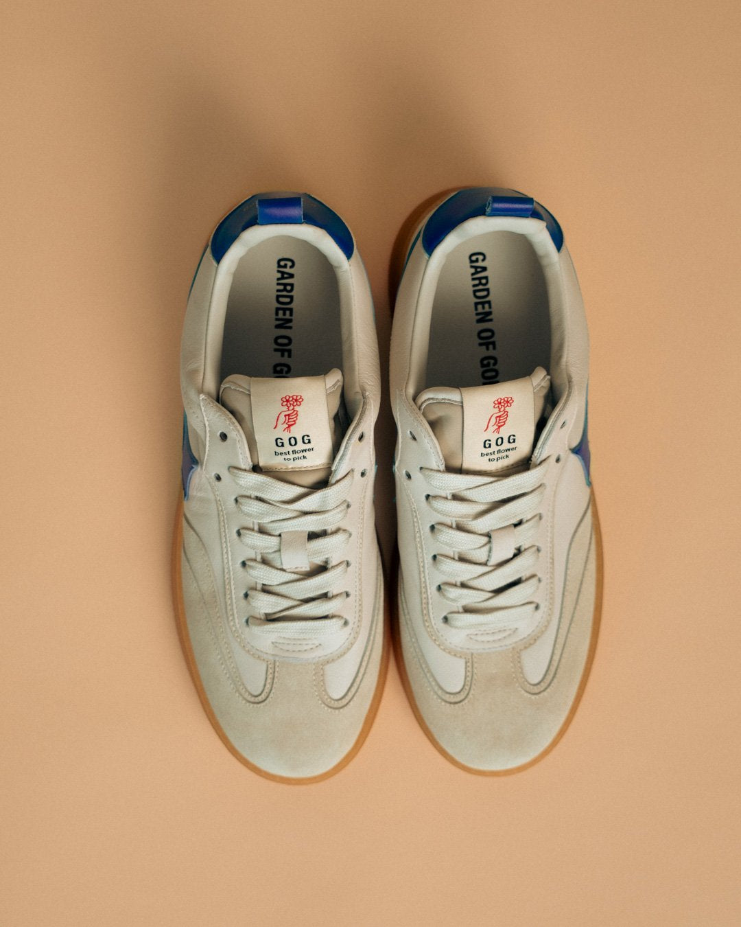 Earth Leather Sneaker Off White/Cobalto