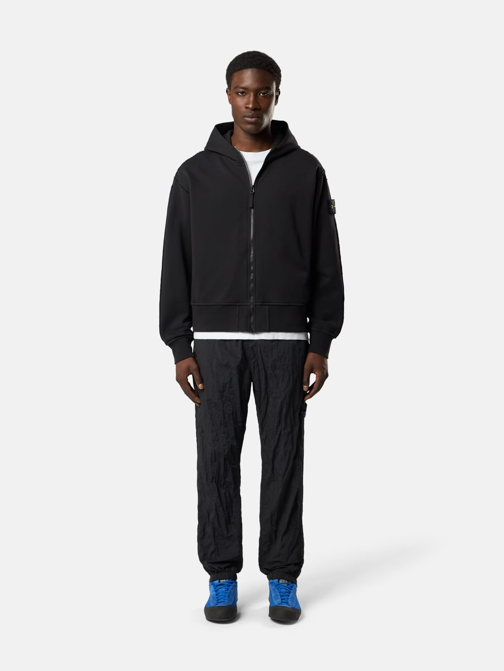 Oversized RAW EDGE ZIP-HOOD BLACK