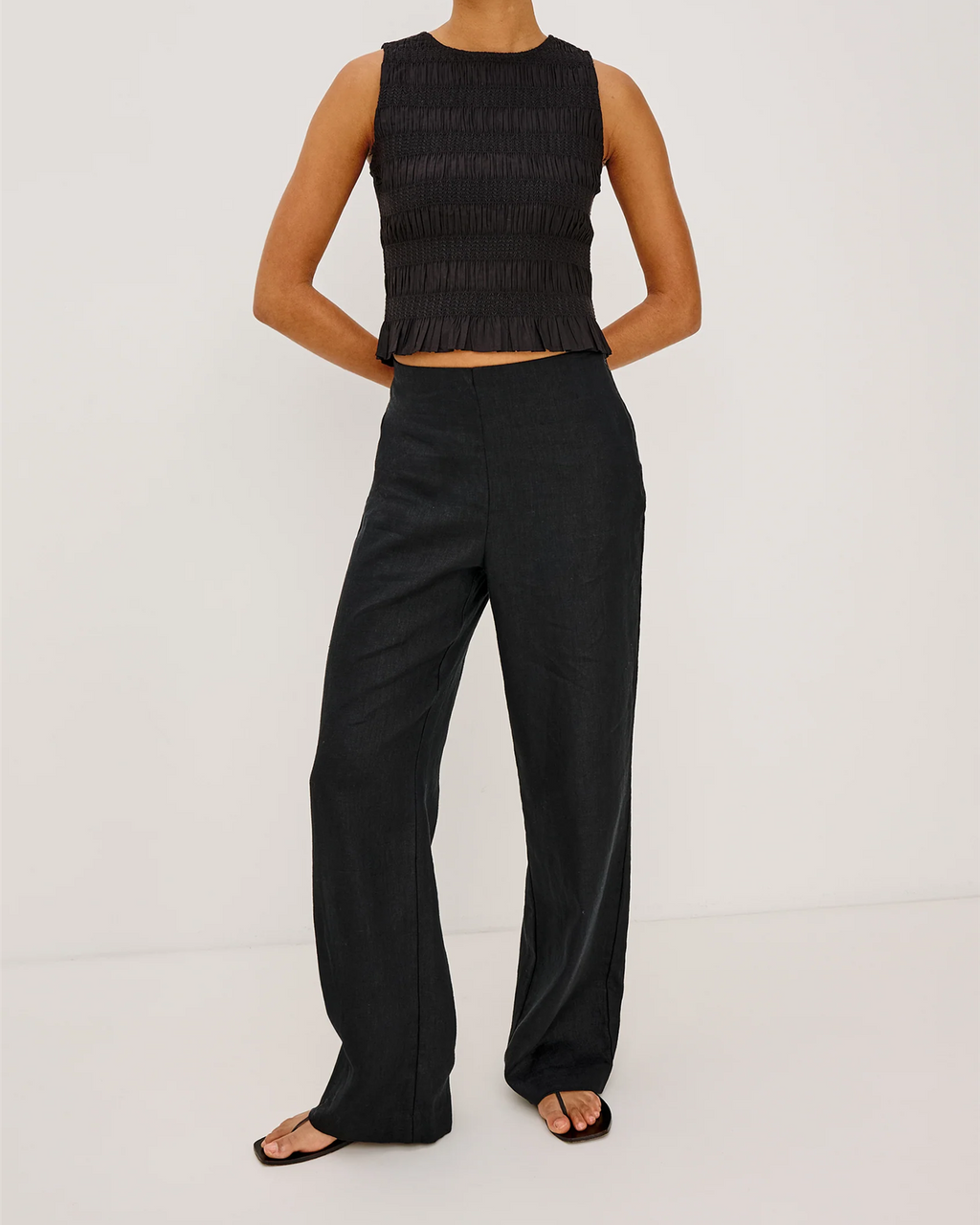 ANDRINE LINEN PANTS BLACK