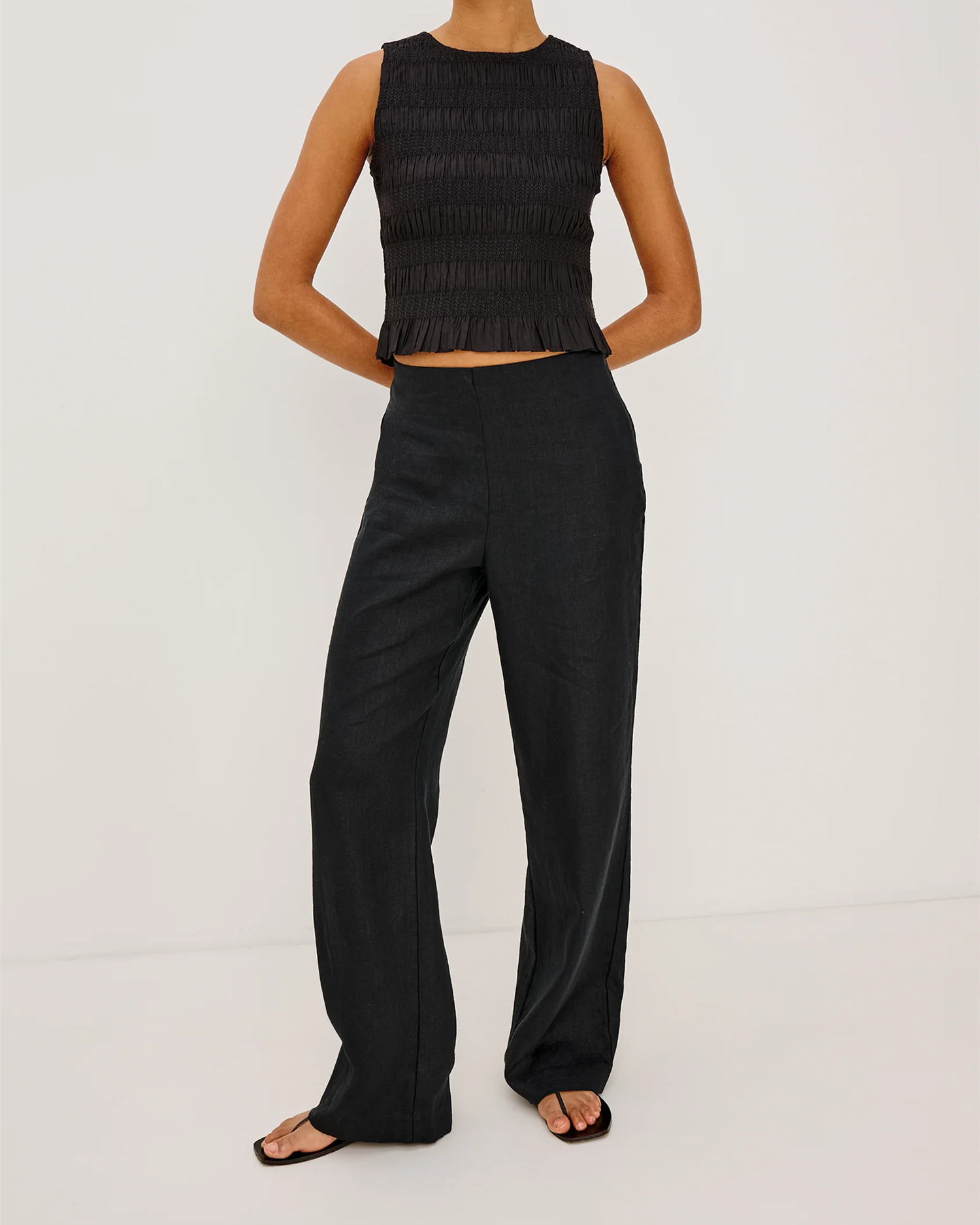ANDRINE LINEN PANTS BLACK