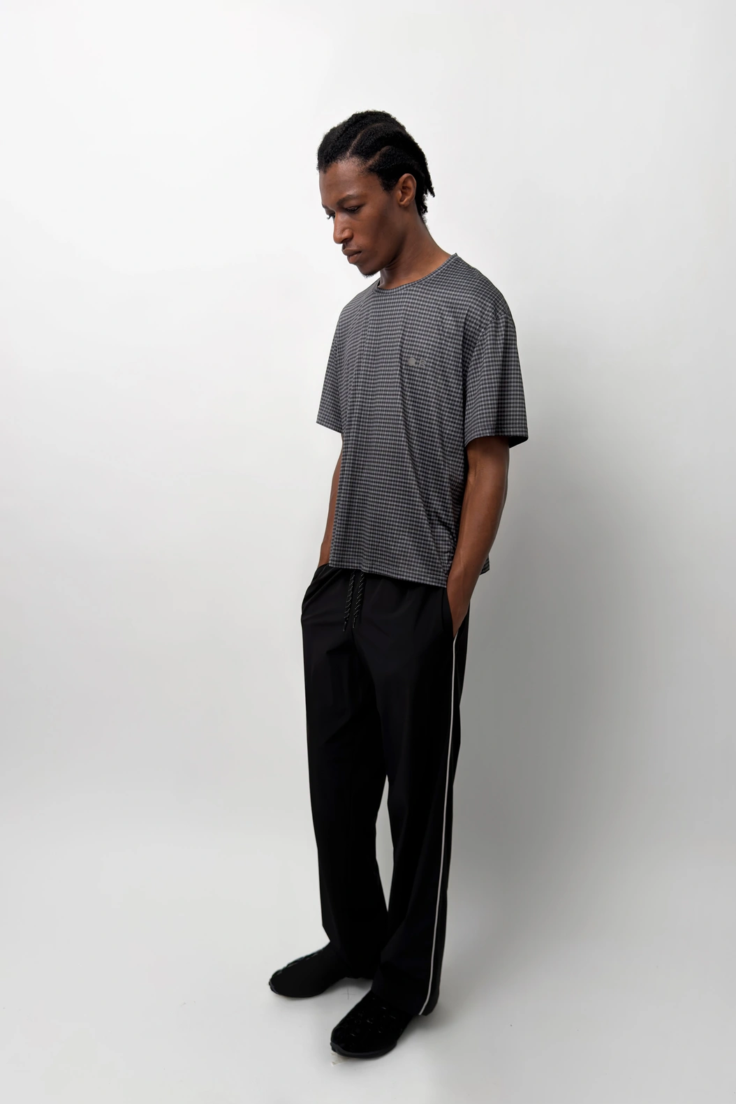 Side Striped Wide Pants Black