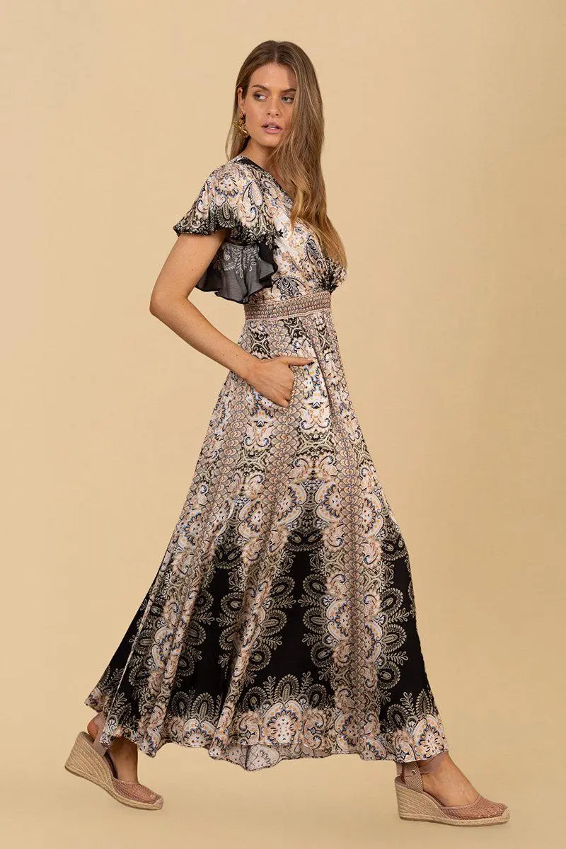 SANDRA Viscose Long Dress BLACK