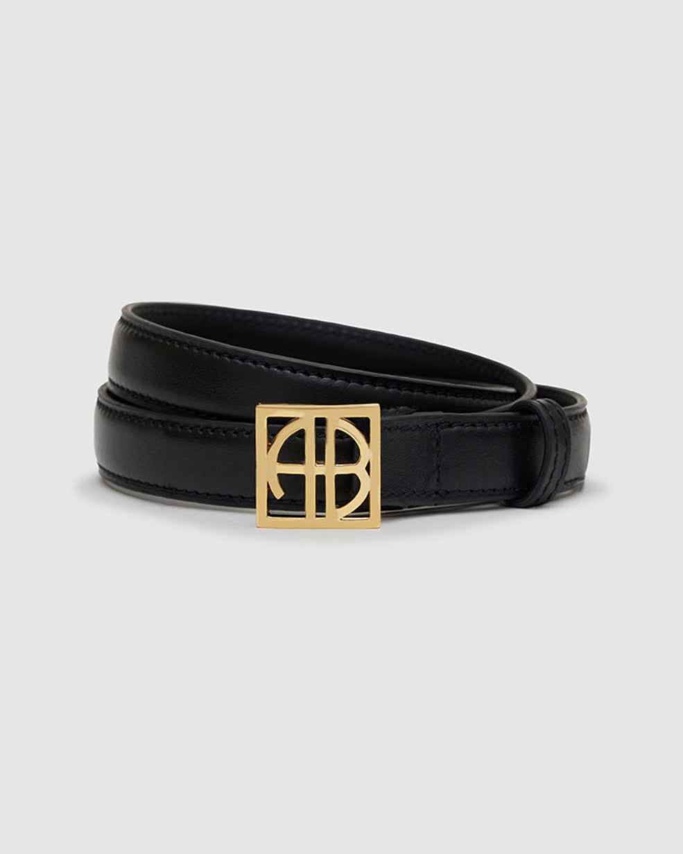 MONOGRAM LEATHER BELT BLACK