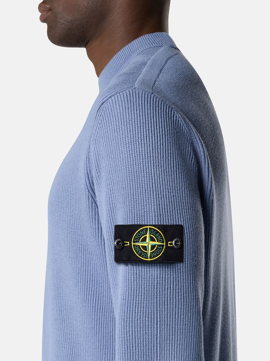 RIBBED KNITTED ORGANIC COTTON SWEATER AVIO BLUE