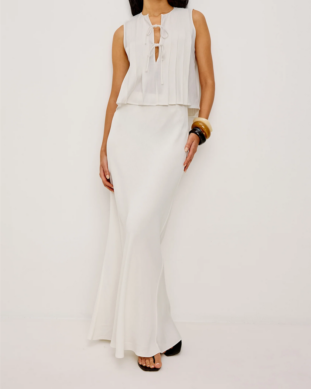 ROMINA VISCOSE/LINEN SKIRT IVORY