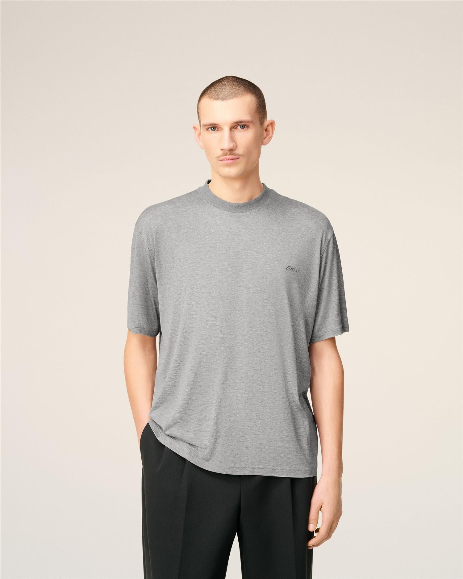 MERCERIZED VISCOSE/SILK T-SHIRT GREY