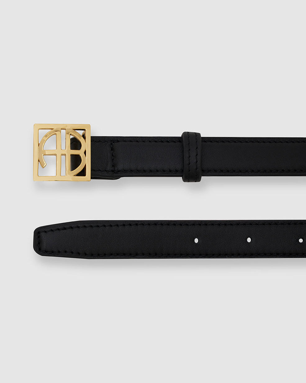 MONOGRAM LEATHER BELT BLACK