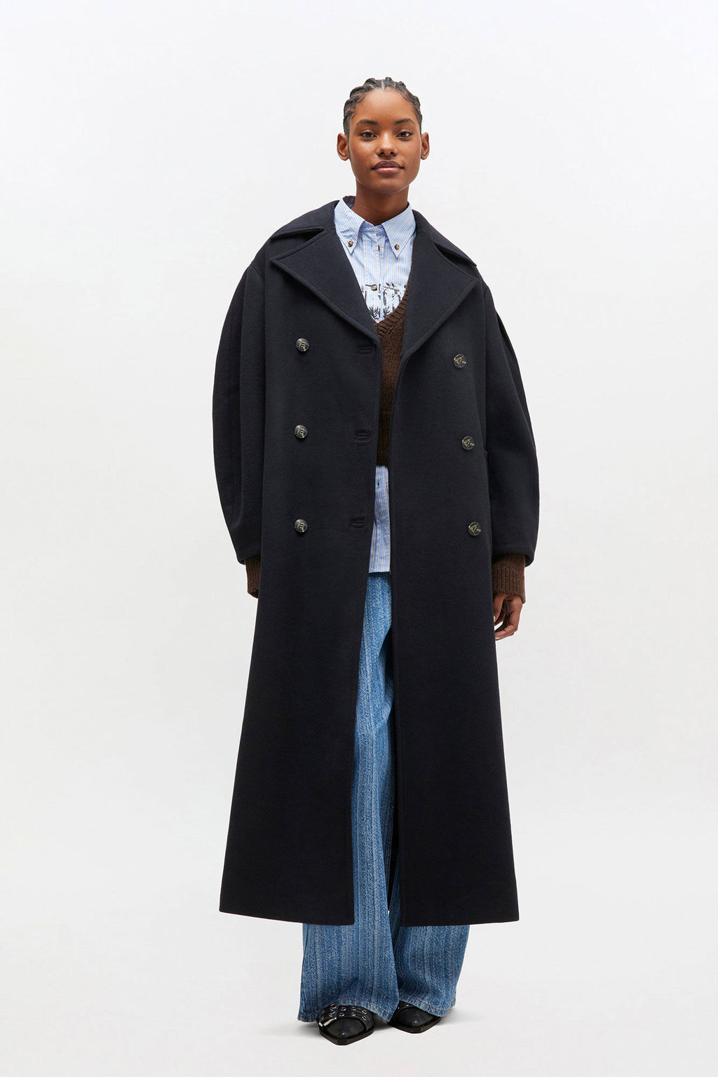 Long Wool Blend Peacoat Sky Captain