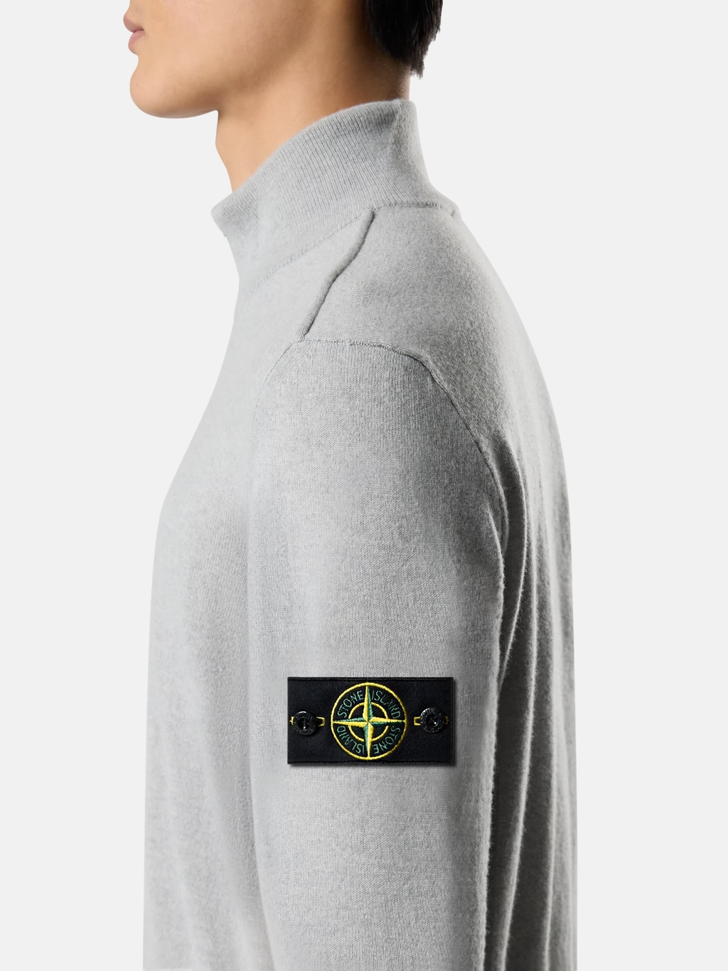 KNITTED GEELONG WOOL FULL-ZIP SWEATER MELANGE PEARL GREY