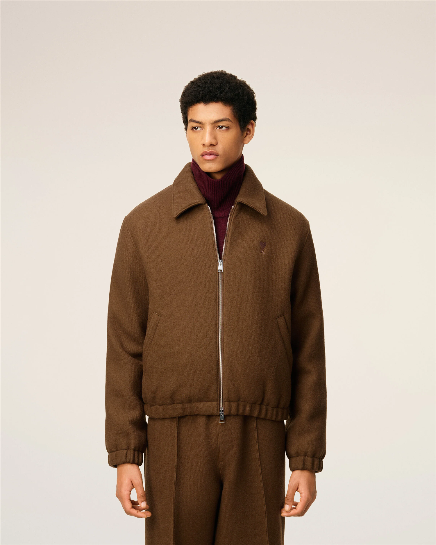 WOOL ADC ZIPPED JACKET HAZELNUT