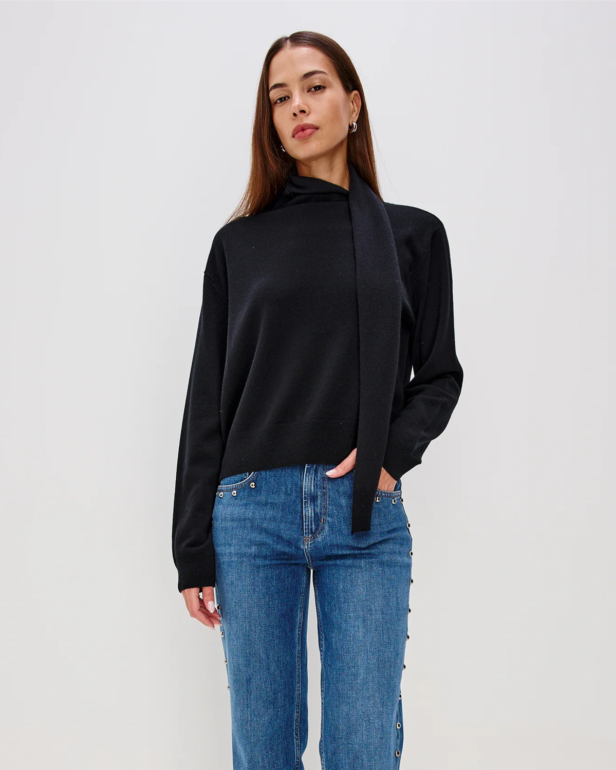 CORTINA SCARF SWEATER Black