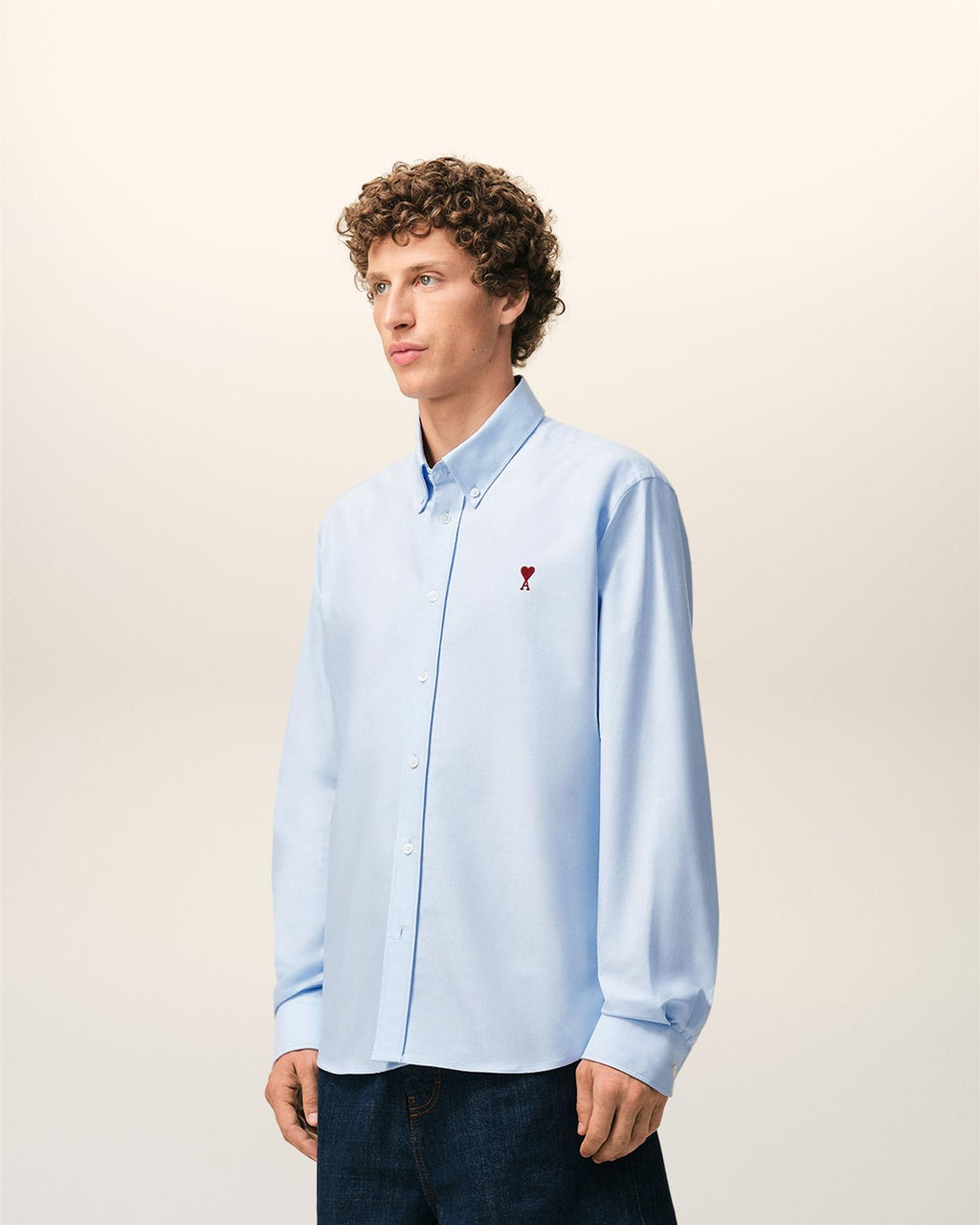 Embroidered AMI DE COEUR OXFORD SHIRT SKY BLUE