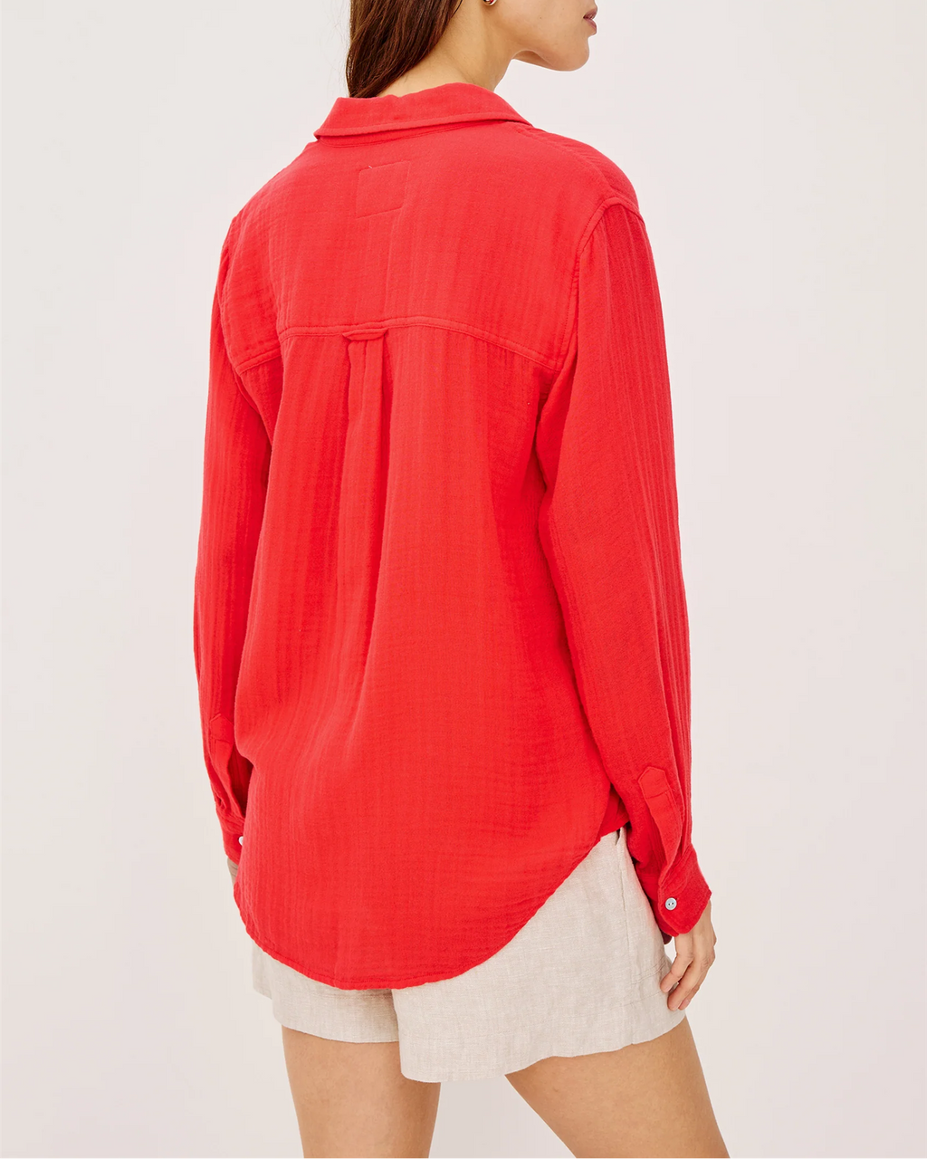 ELLIS WOVEN MUSSELIN SHIRT CHERRY