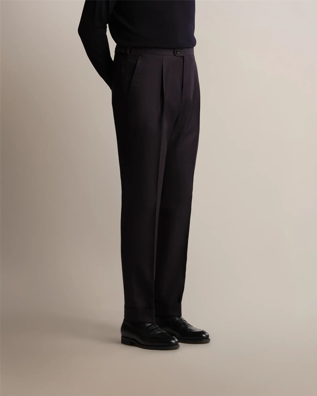 Mod 2 Single Pleat Flannel Trousers Navy