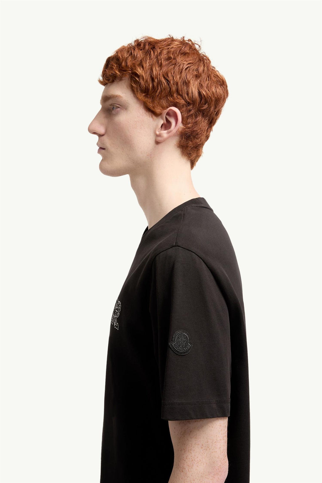 Space Embroidered Logo Cotton T-Shirt BLACK
