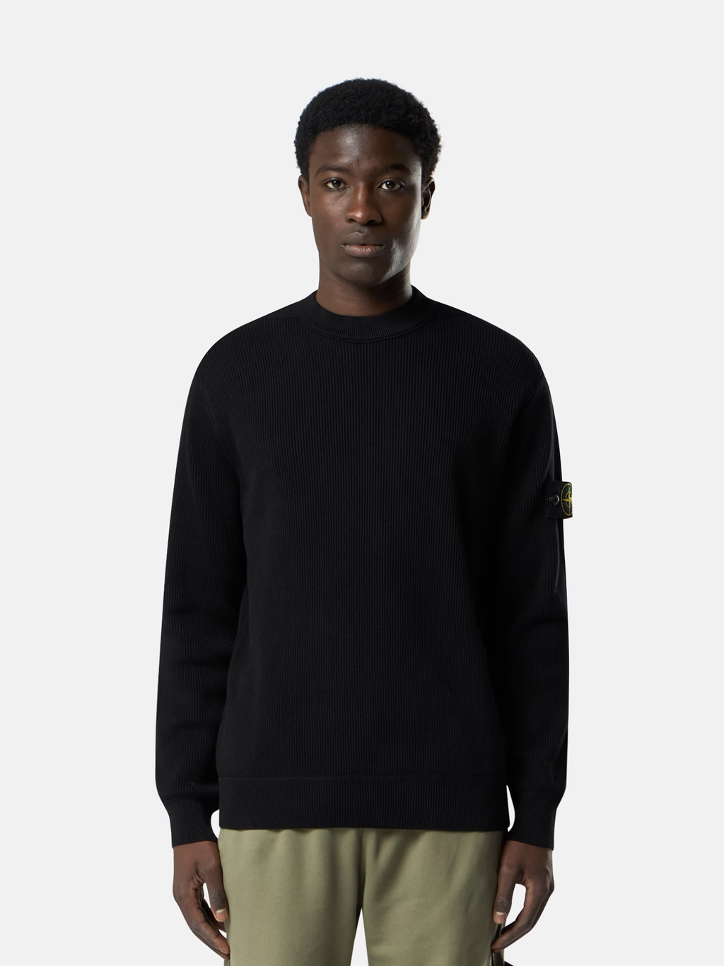 RIBBED KNITTED ORGANIC COTTON SWEATER BLACK