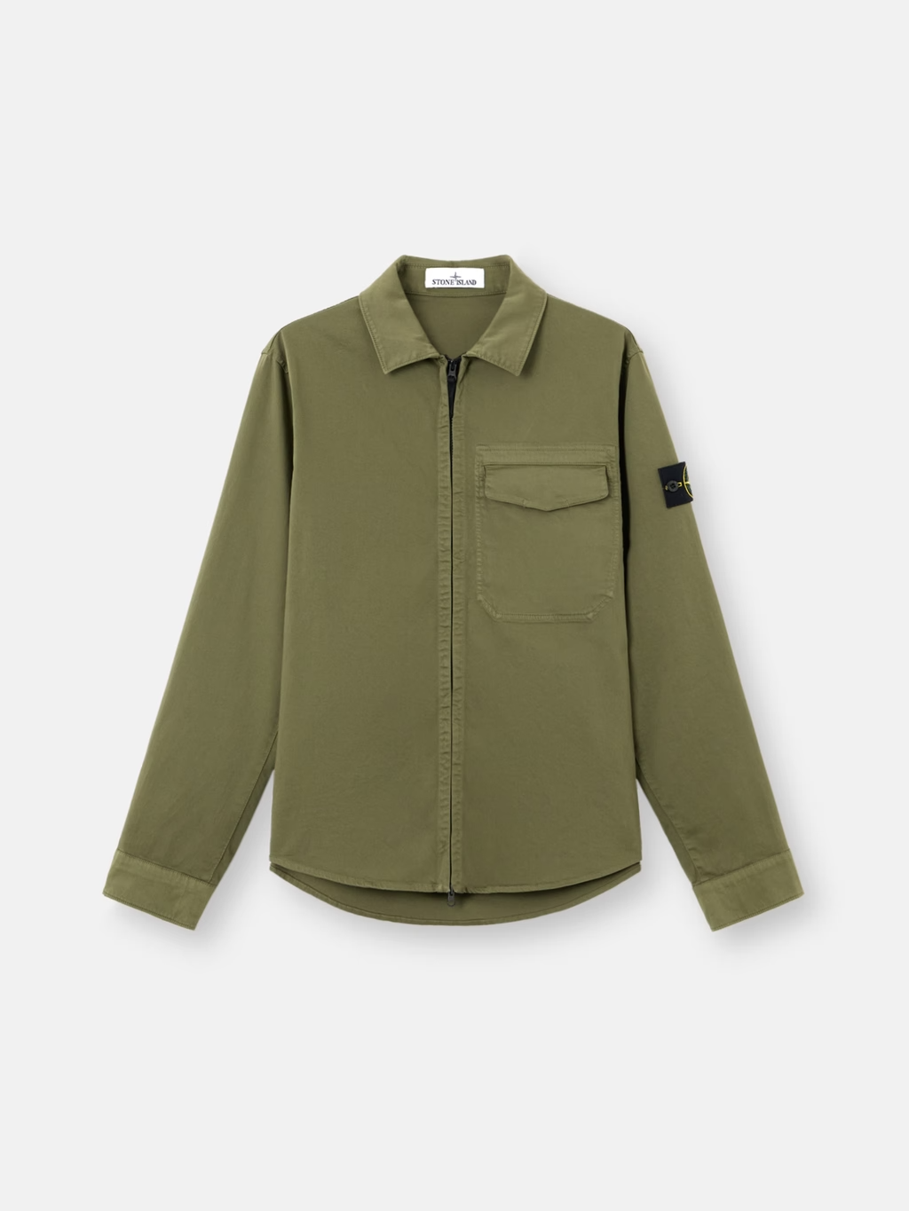 ORGANIC COTTON SATIN OVERSHIRT MILITARY GREEN