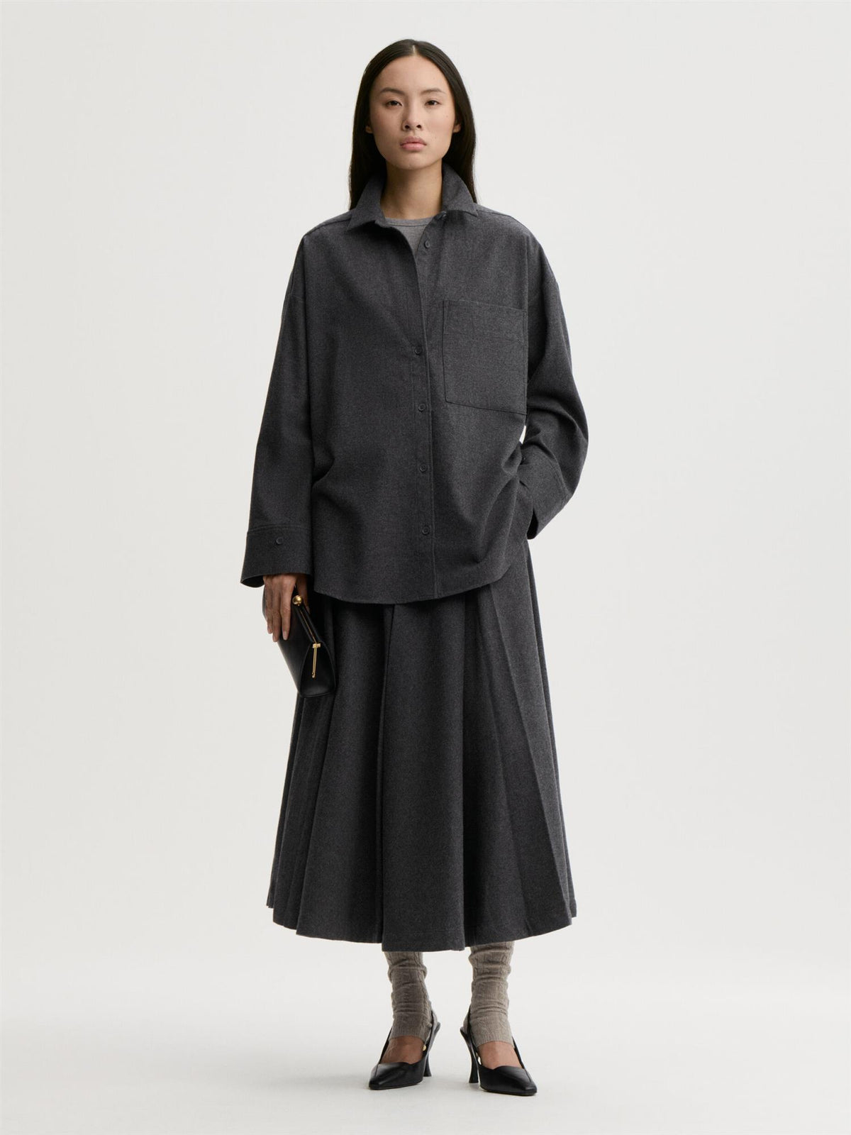 Eden Cotton maxi skirt Dark Grey Melange