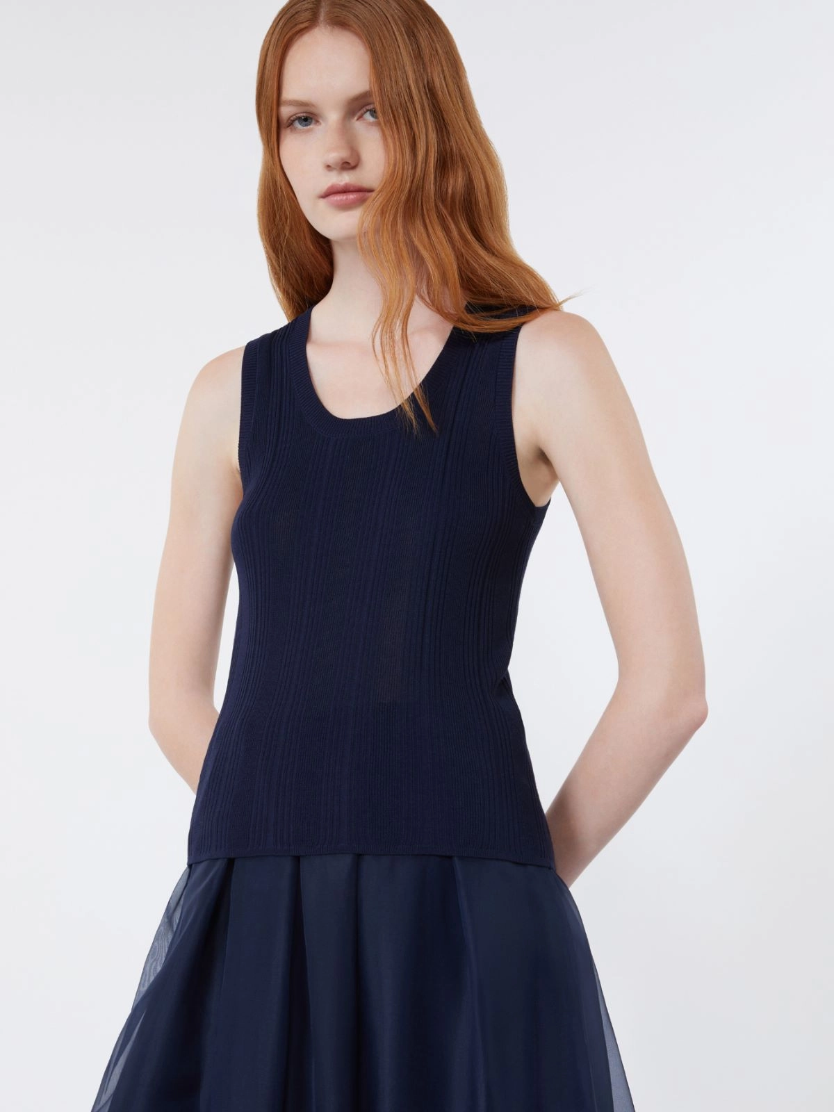 COSE Ribbed Viscose Tank Top NAVY