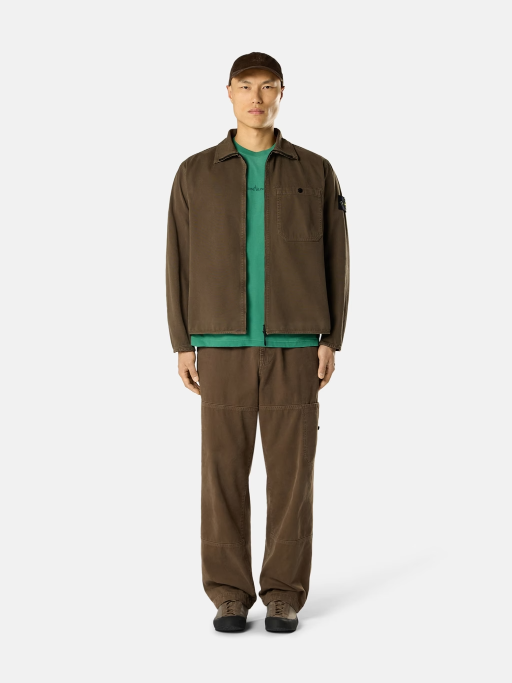 PANAMA COTTON 'OLD' EFFECT OVERSHIRT UMBER
