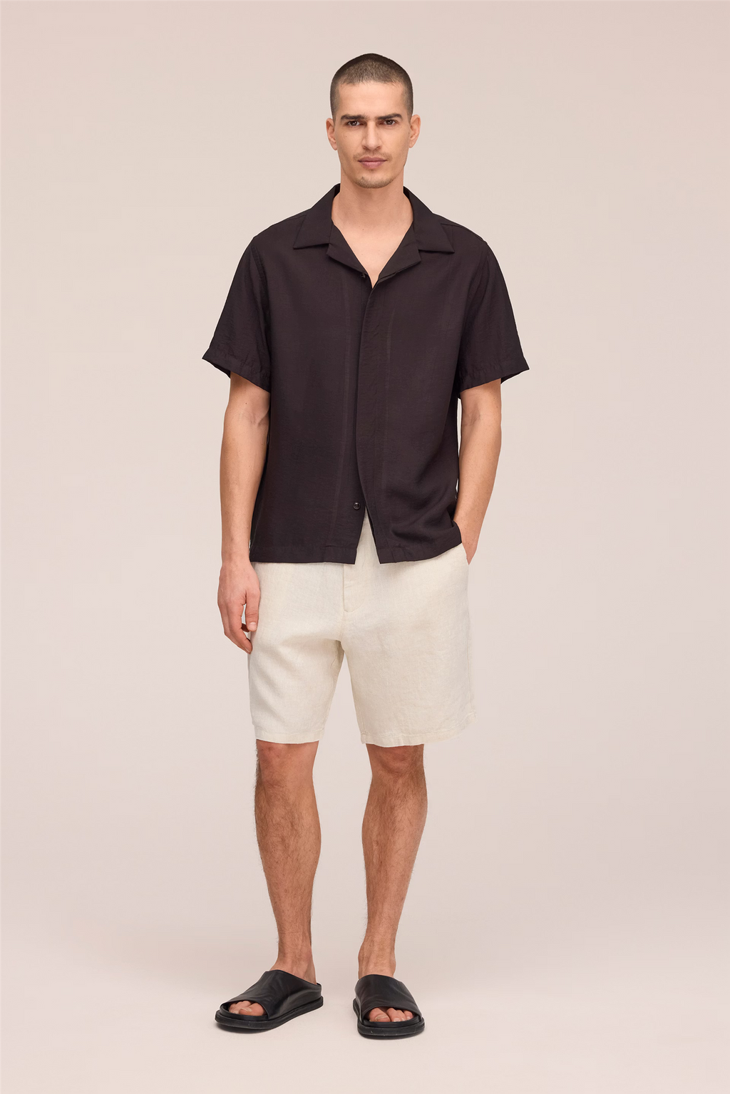 Hank 5971 Open Collar Tencel Shirt Dusky Port