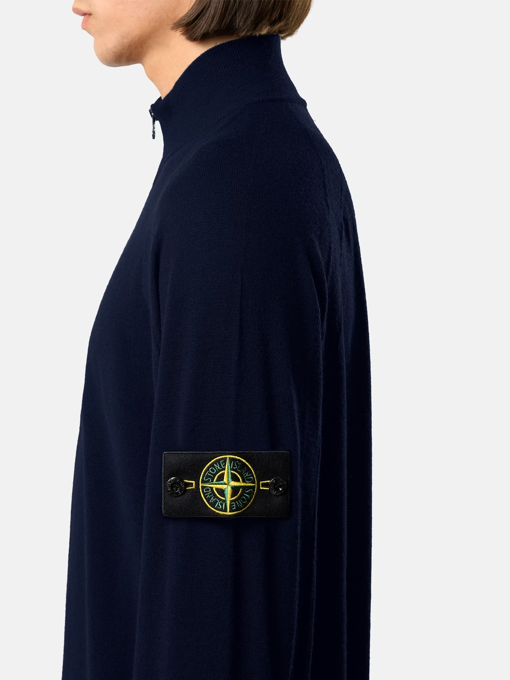 KNITTED HALF-ZIP WOOL BLEND SWEATER NAVY BLUE
