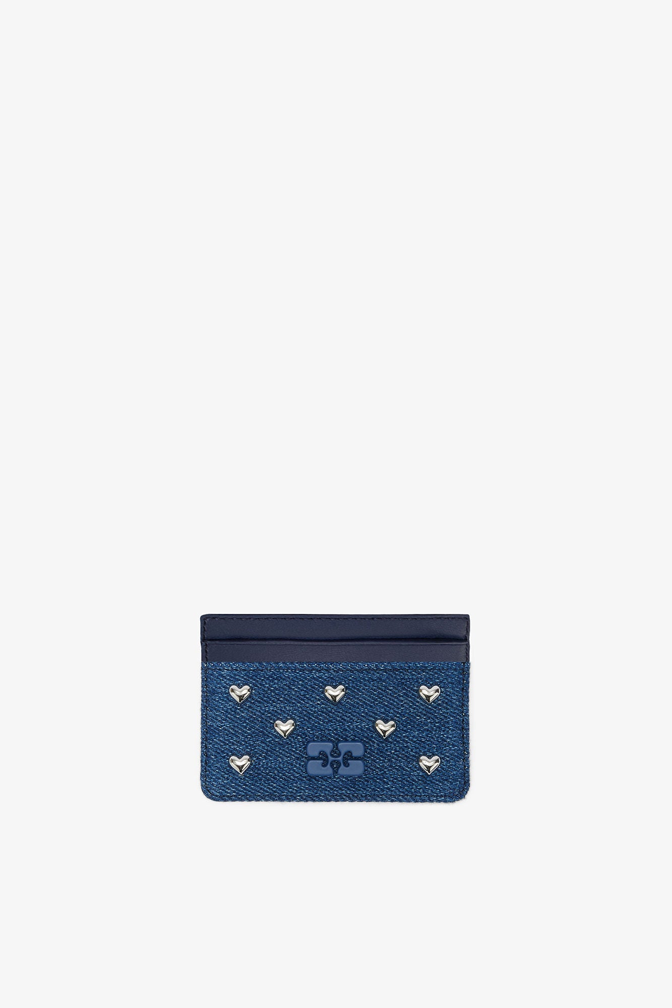Bou Heart Studs Card Holder Faded Denim