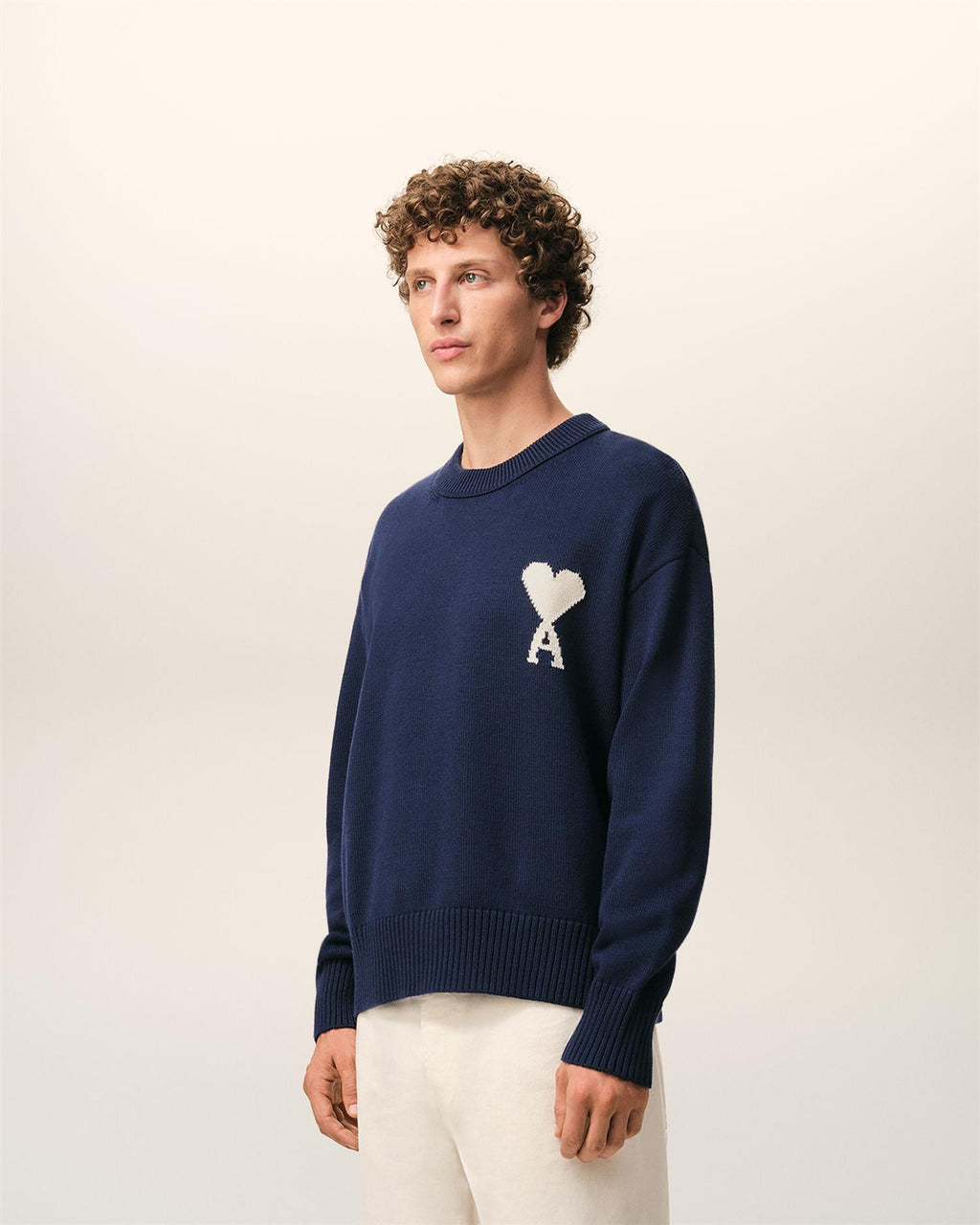 WOOL COTTON AMI DE COEUR SWEATER INK/OFF WHITE