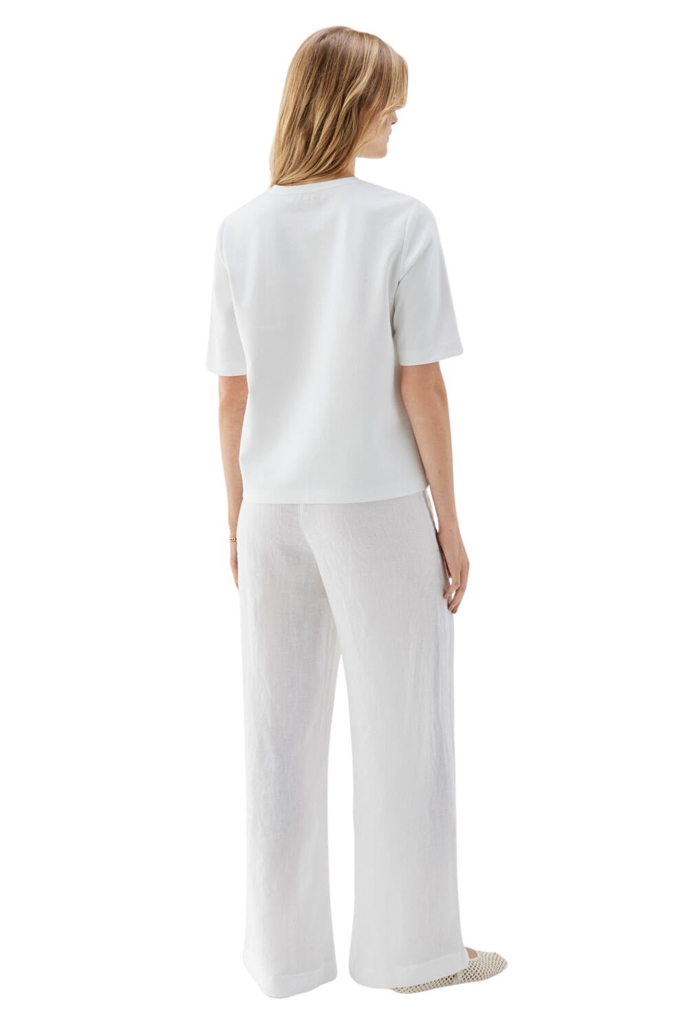 PIM Wide Linen trousers White