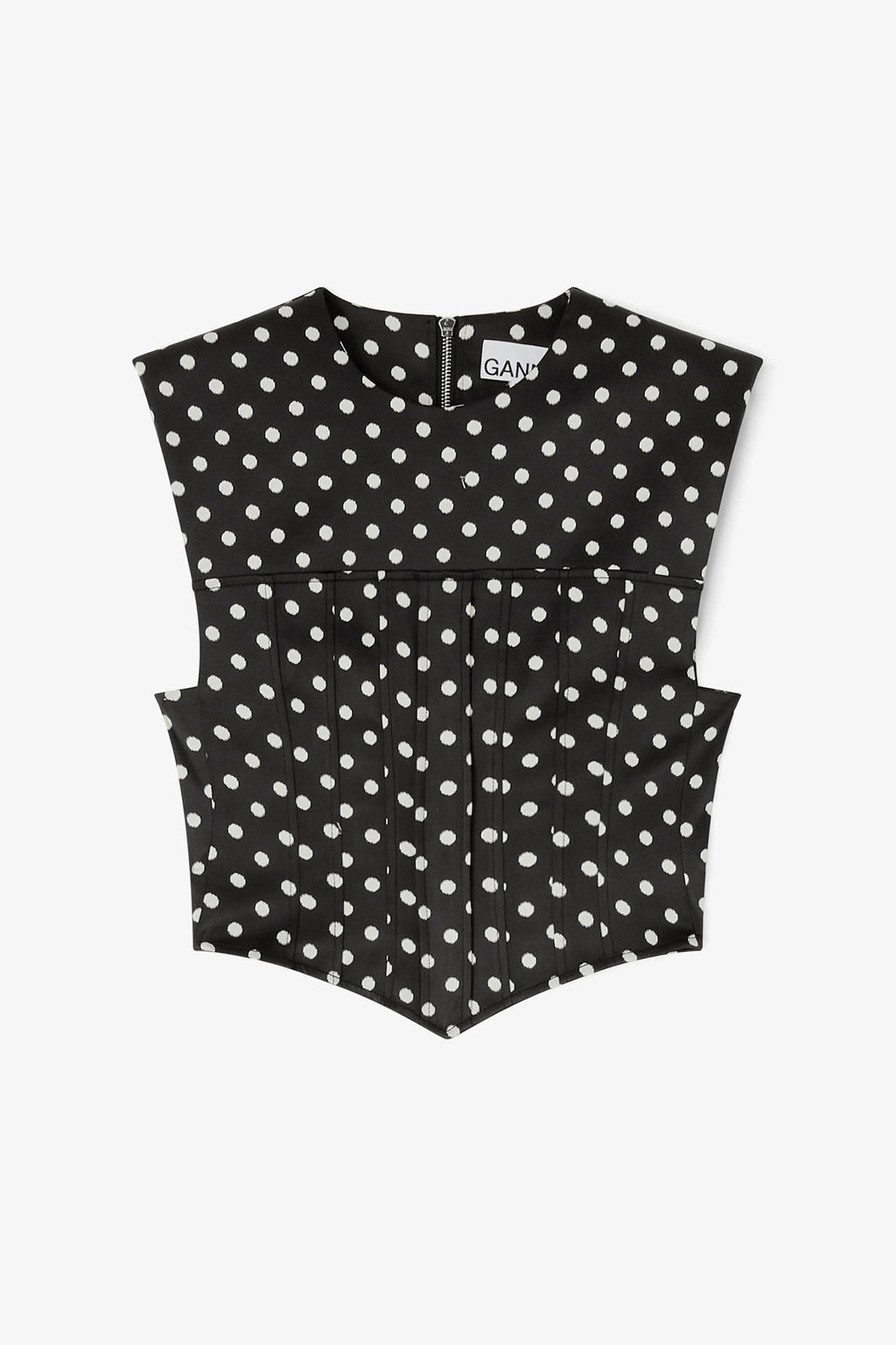 Printed Double Satin Corset Top Black