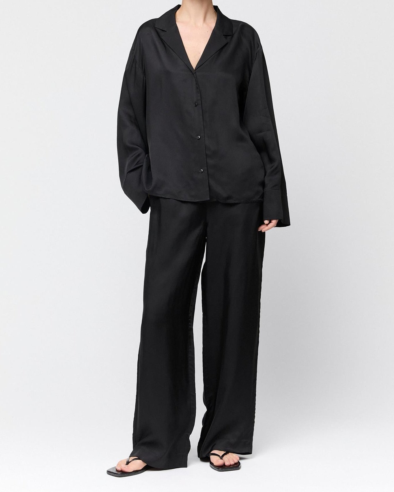 Viscose Twill Pajama Shirt Jet Black