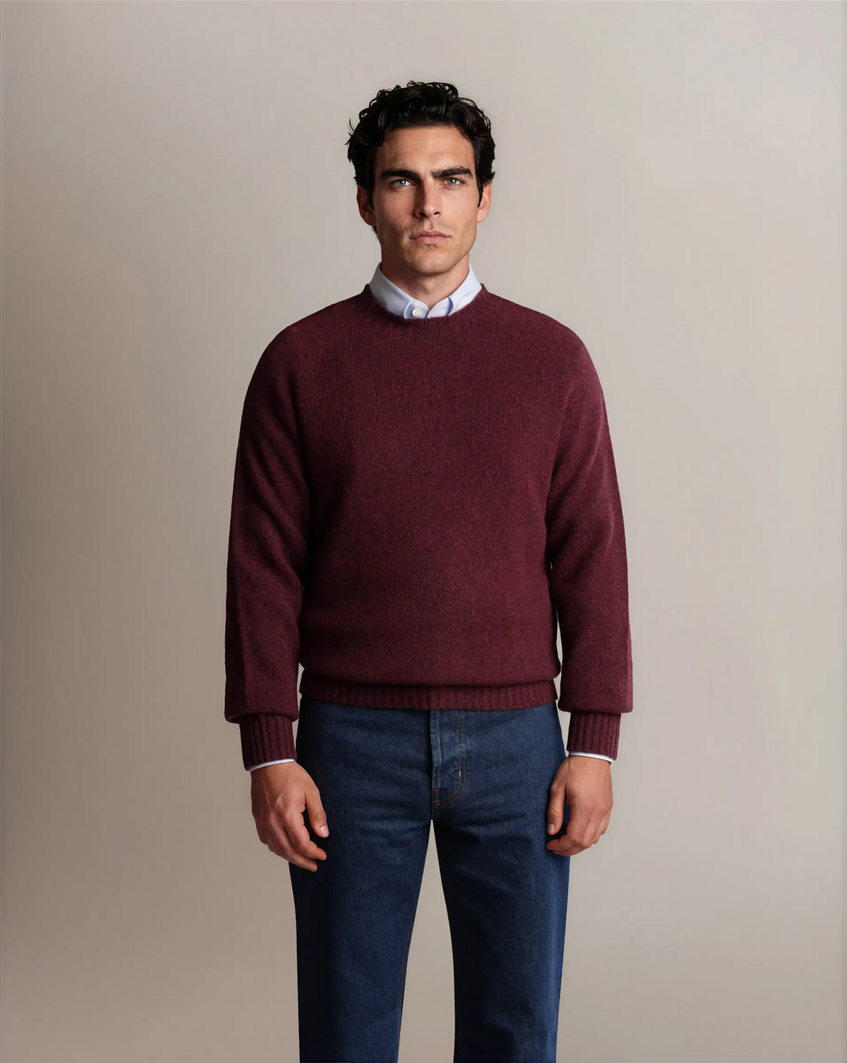Shetland Wool Sweater Burgundy