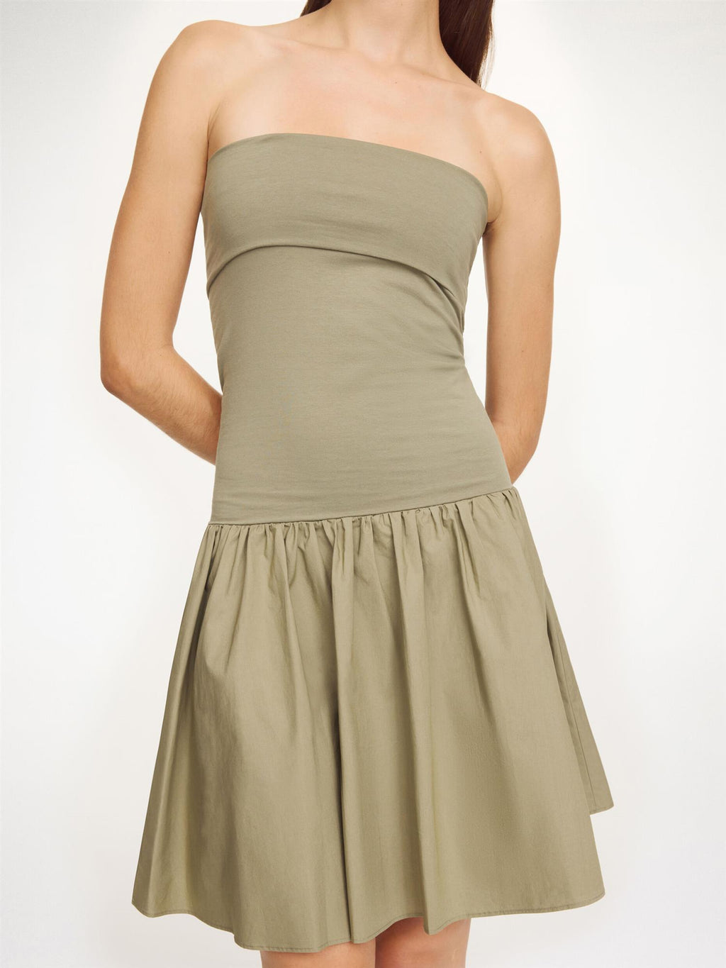MARCIA Organic Cotton Mini Dress Deep Lichen Green