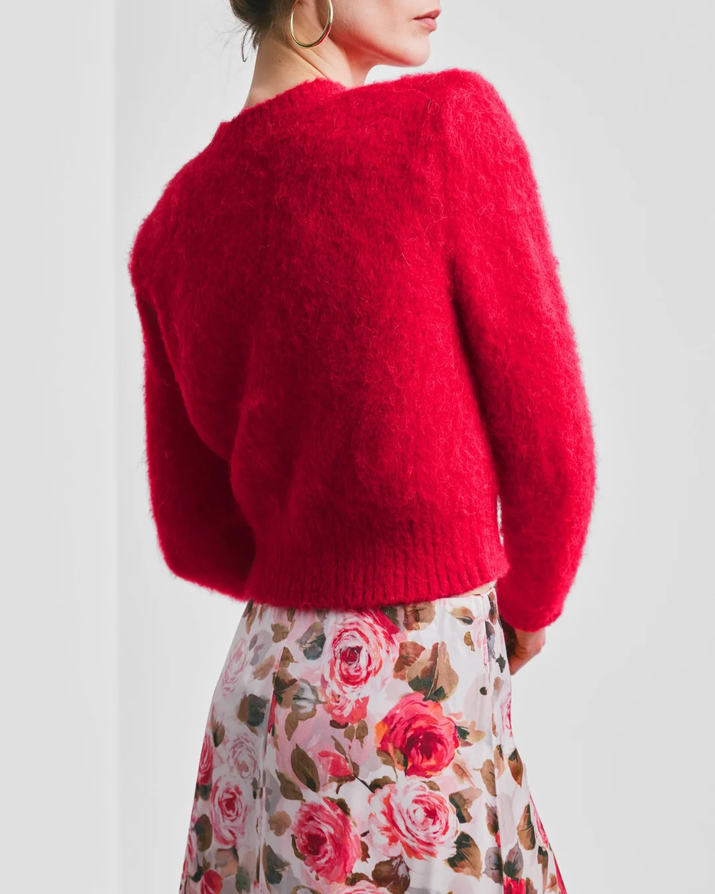 Hairy Knit Sweater Red