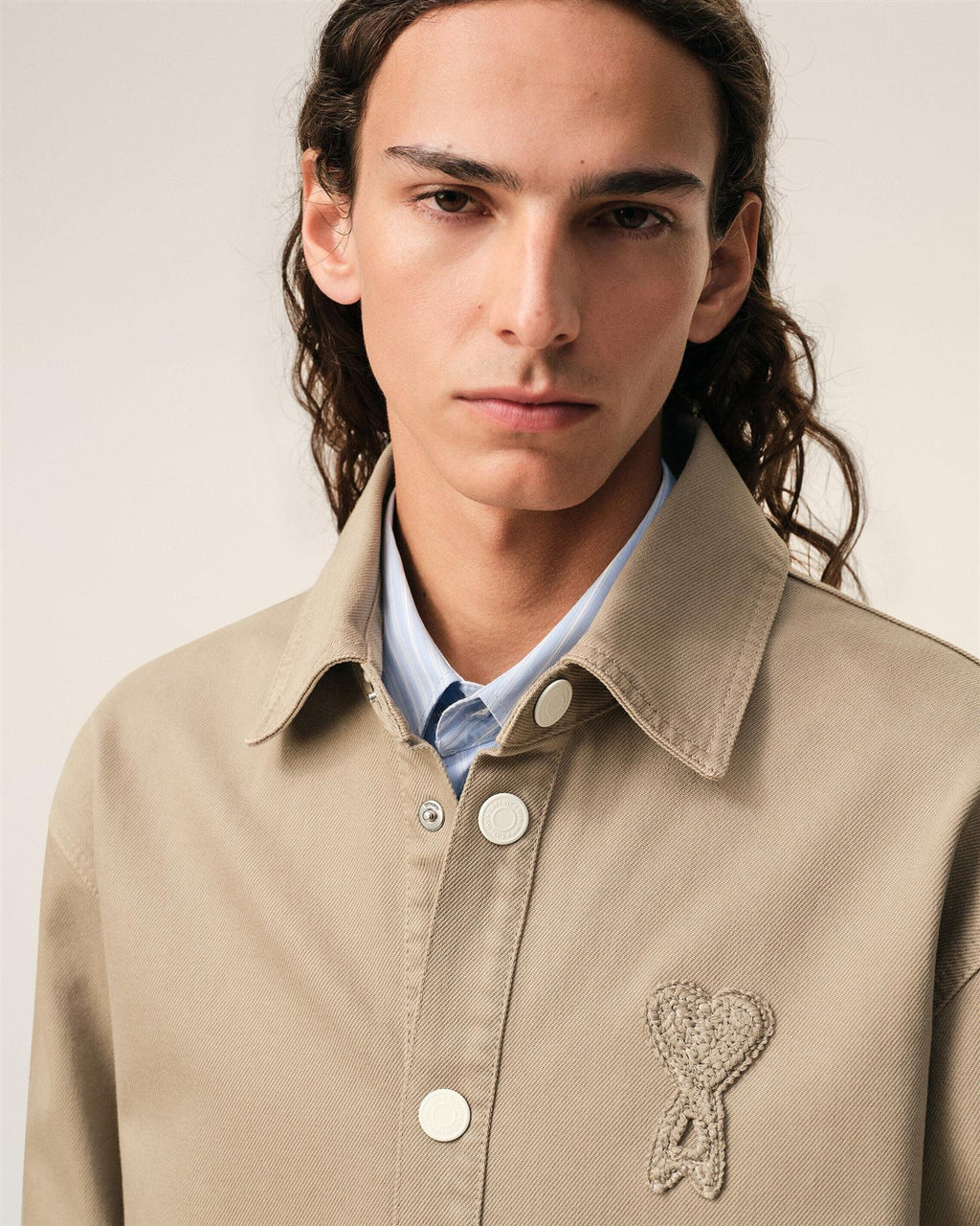 ADC crochet LOGO COTTON TWILL OVERSHIRT TAUPE