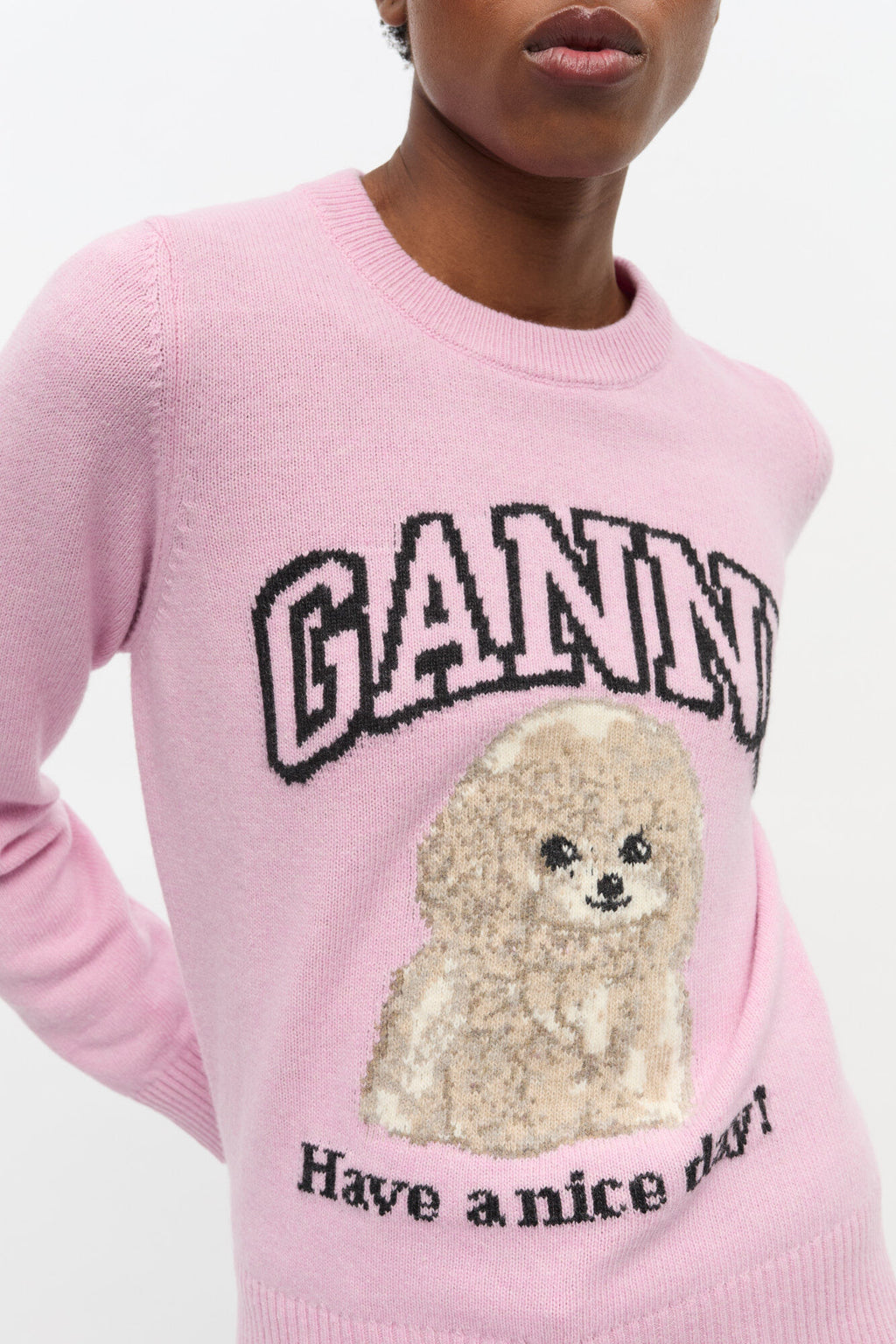 Wool Blend Poodle Crewneck Chalk Pink