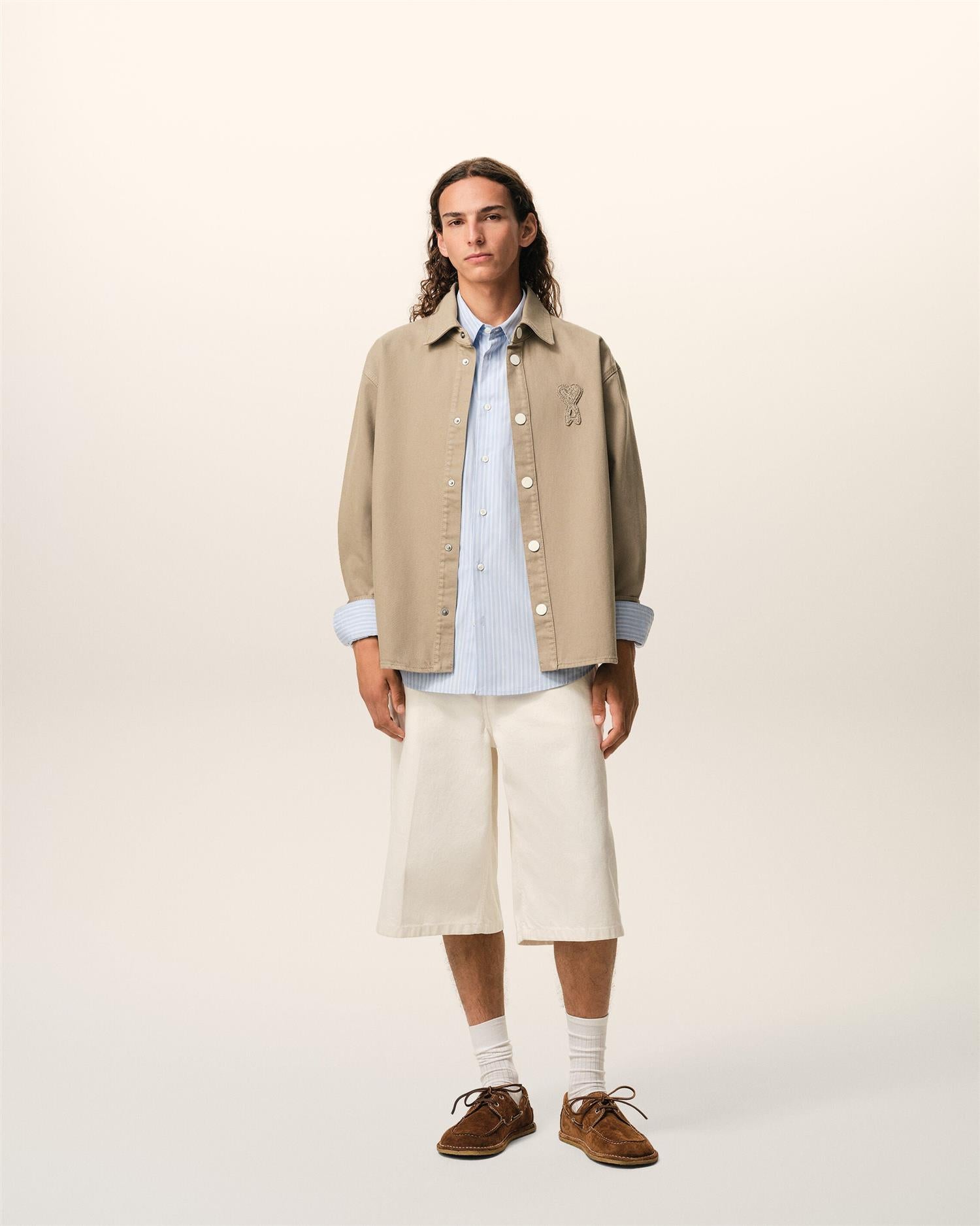 ADC crochet LOGO COTTON TWILL OVERSHIRT TAUPE