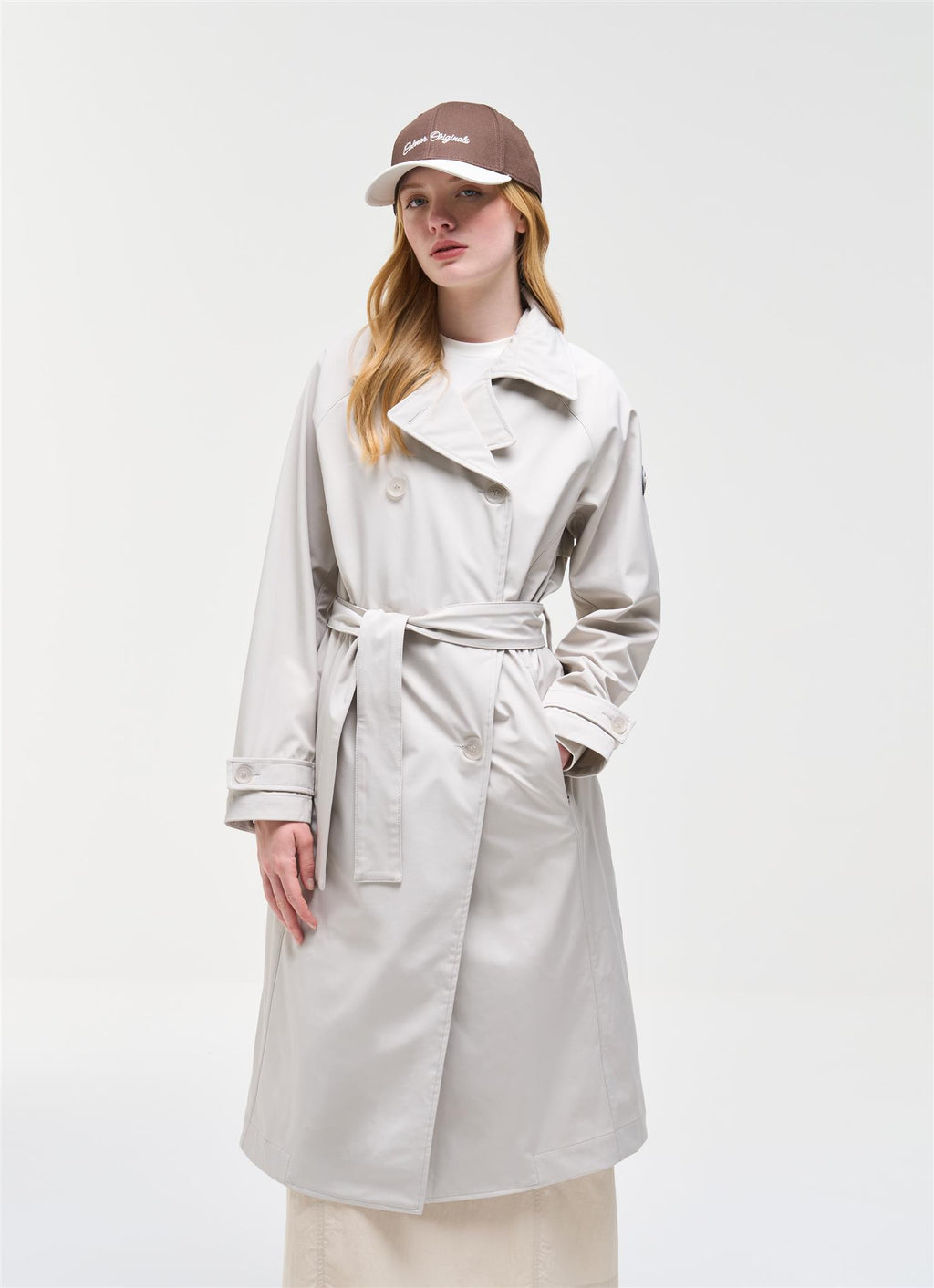 LONG WATERPROOF TRENCH COAT HEMP BEIGE