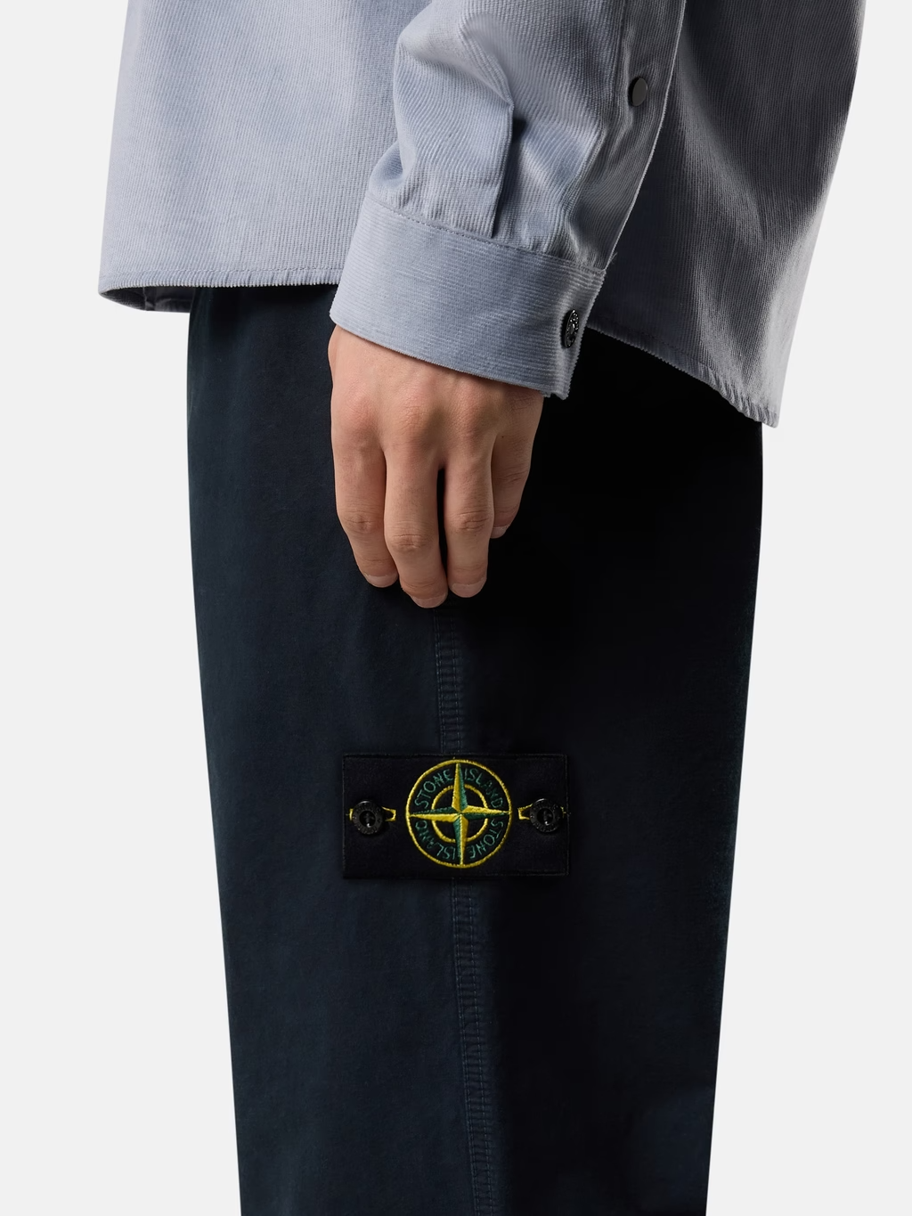 BRUSHED ORGANIC COTTON CANVAS TROUSERS 'OLD' EFFECT NAVY BLUE
