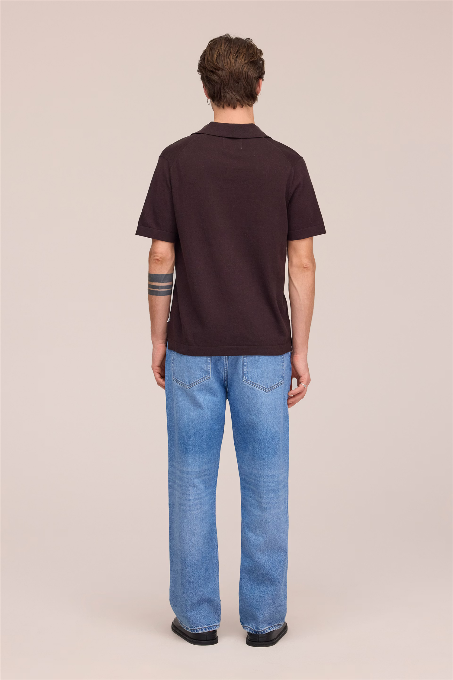 Ryan 6311 Knitted linen blend polo Dusky Port