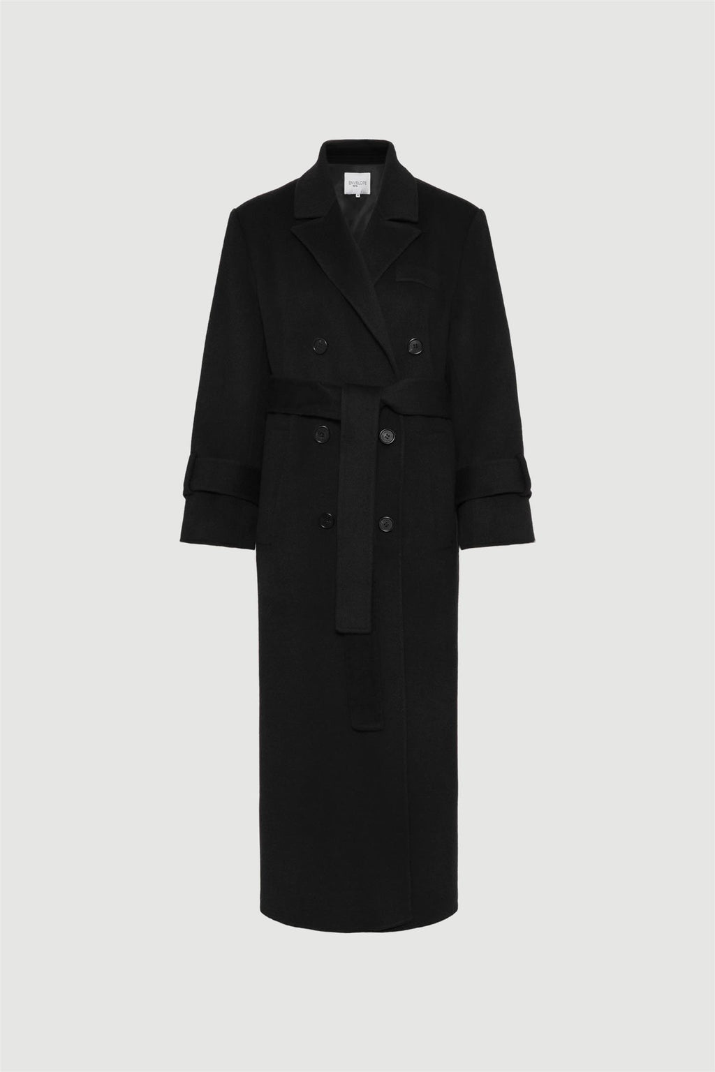 Saville Double Breasted Wool Coat Black