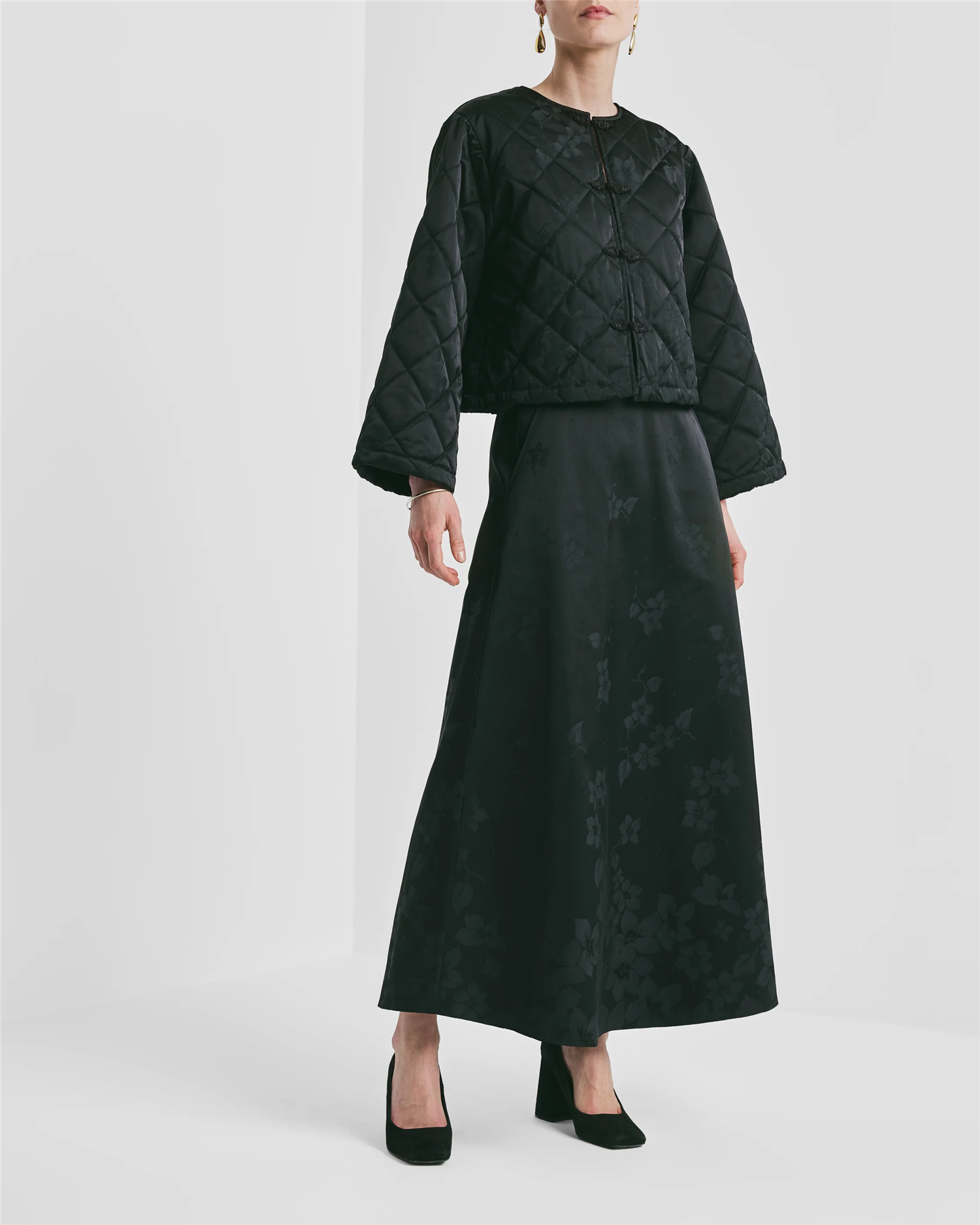 jacquard Maxi Skirt Black