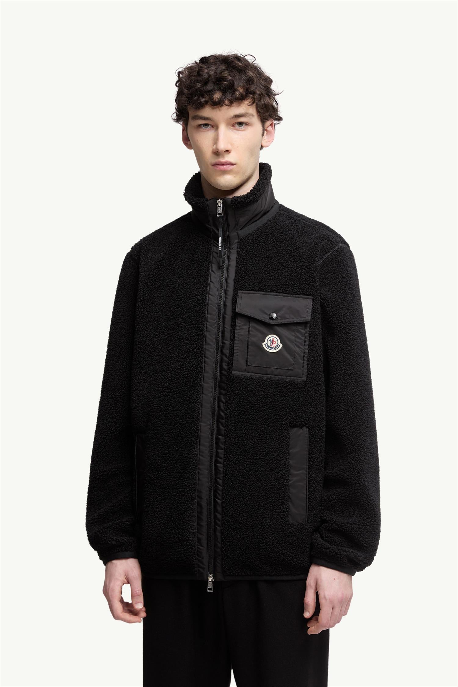 Teddy Fleece Zip-Up Jacket Black