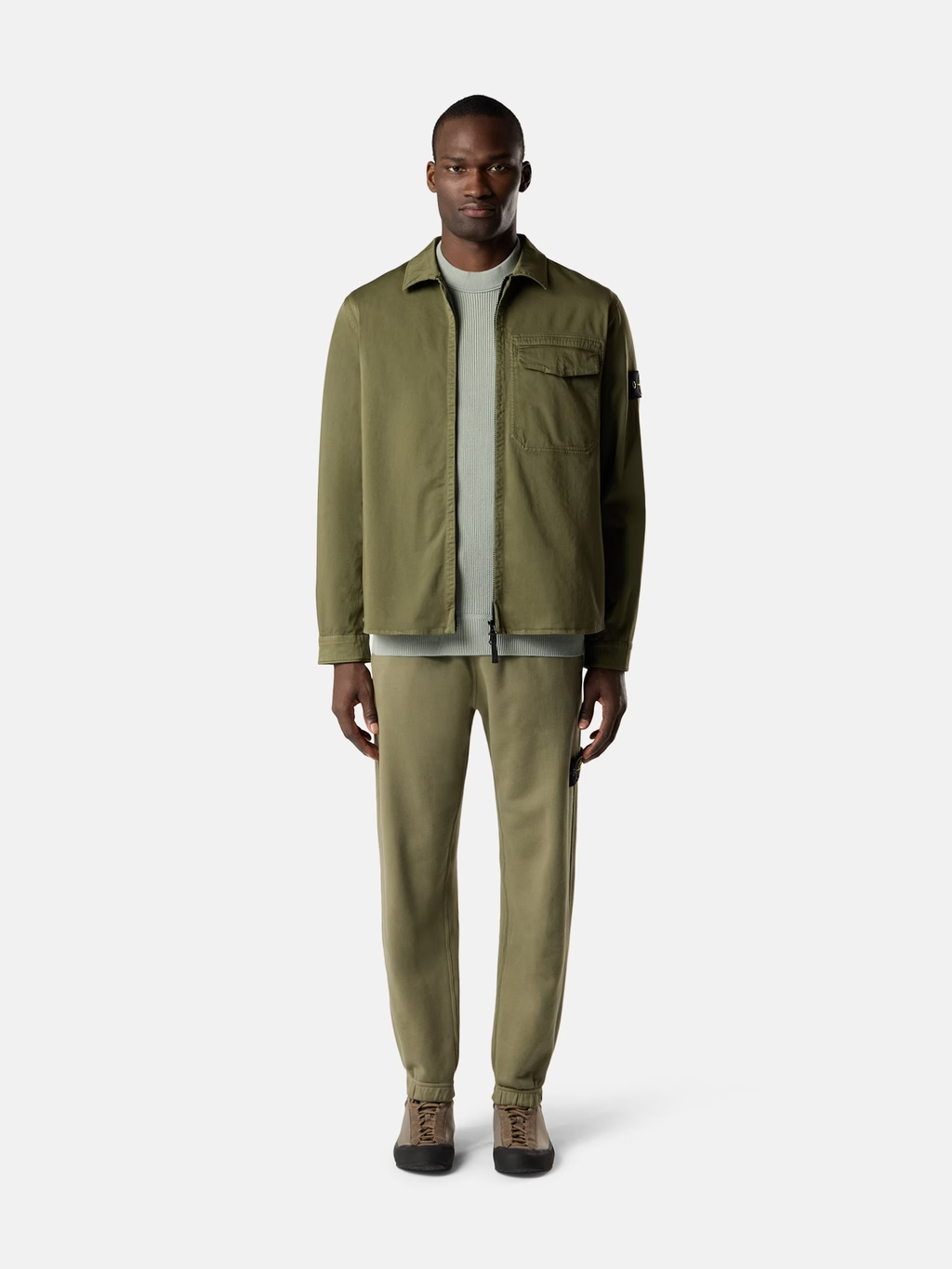 ORGANIC COTTON SATIN OVERSHIRT MILITARY GREEN