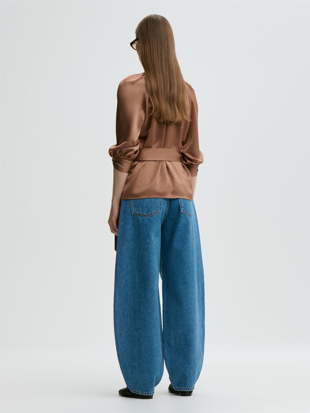 Pacey satin blouse Latte Brown