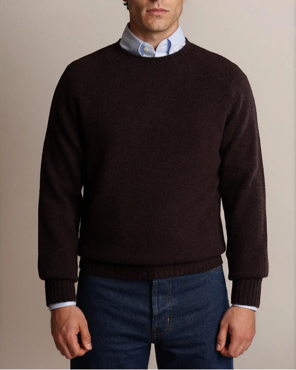 Shetland Wool Sweater Brown