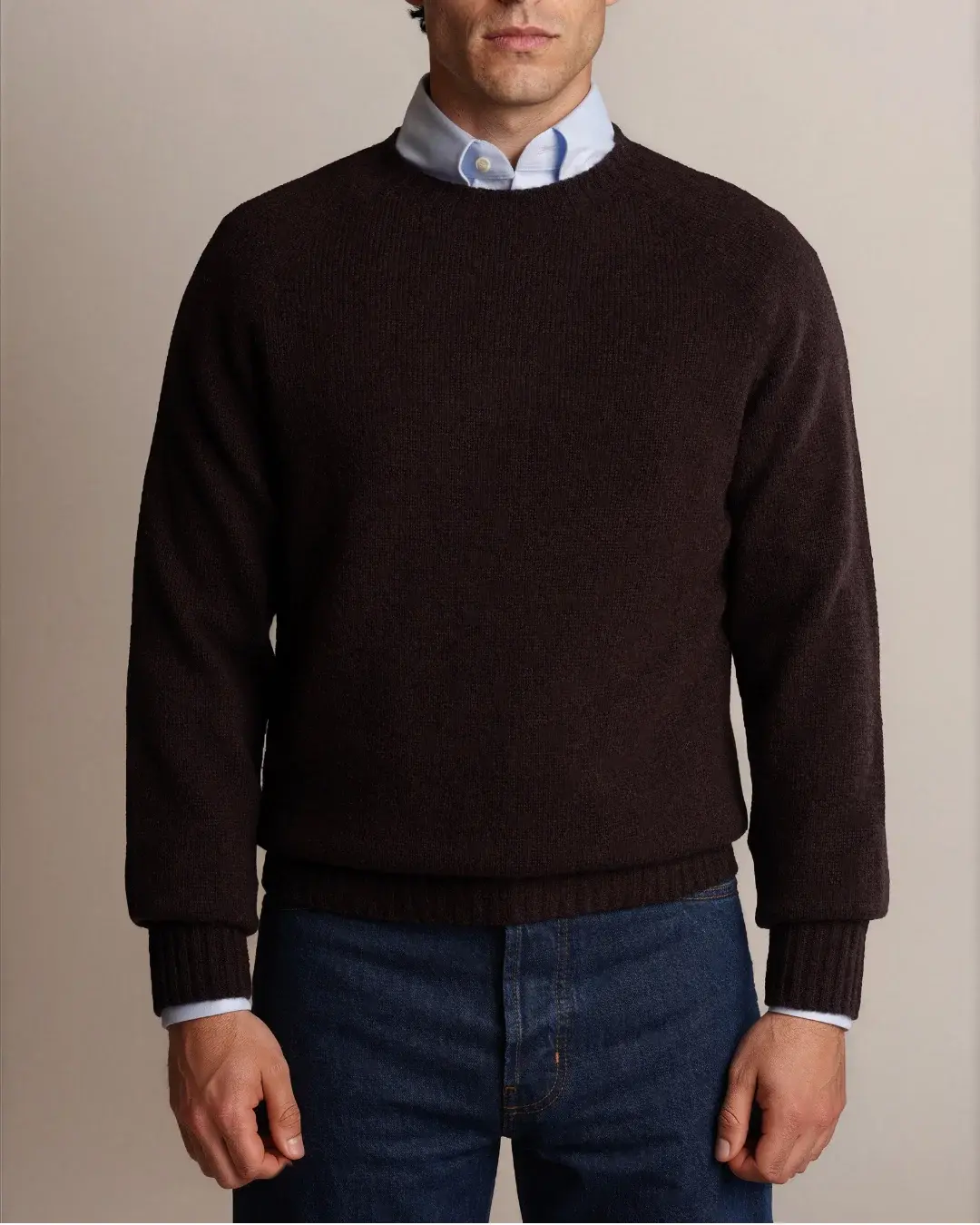 Shetland Wool Sweater Brown