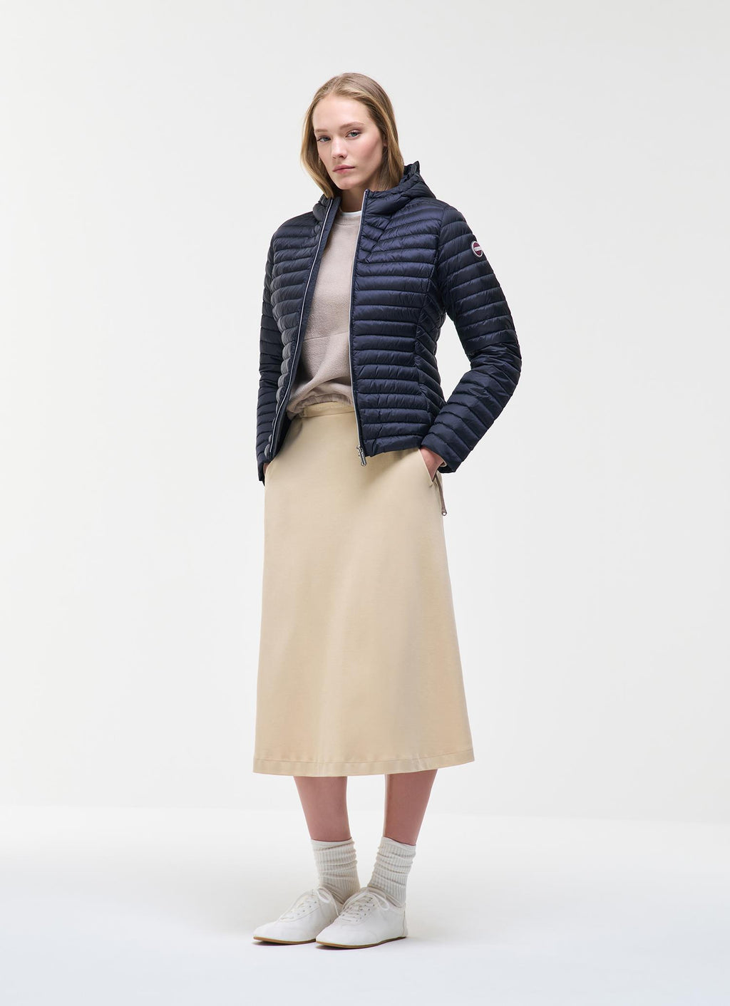 LIGHTWEIGHT DOWN JACKET WITH HOOD NAVY BLUE