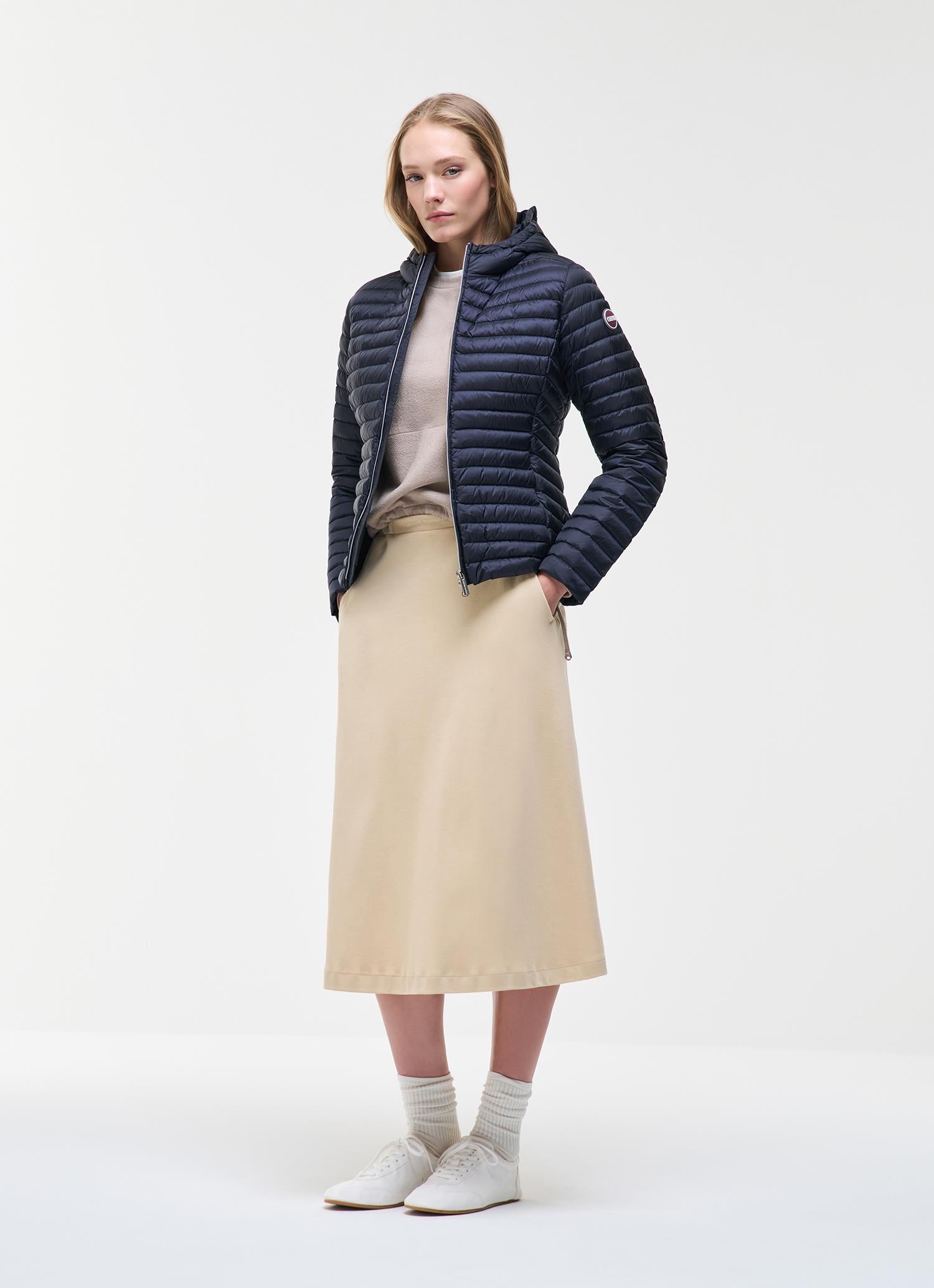 LIGHTWEIGHT DOWN JACKET WITH HOOD NAVY BLUE