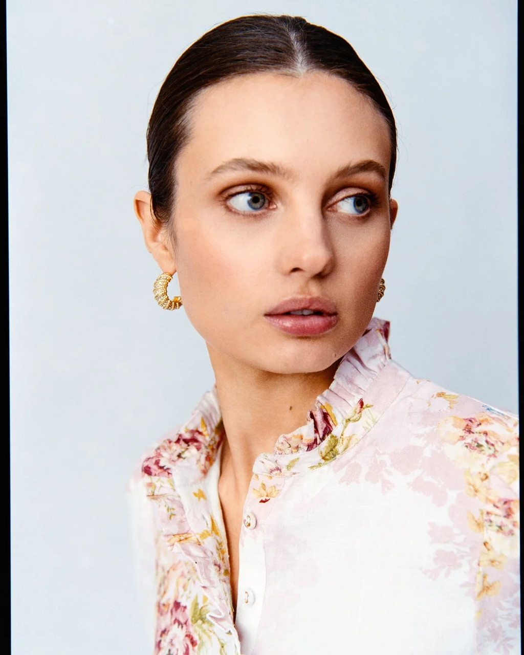 Linen Ruffle Blouse Rose Amore